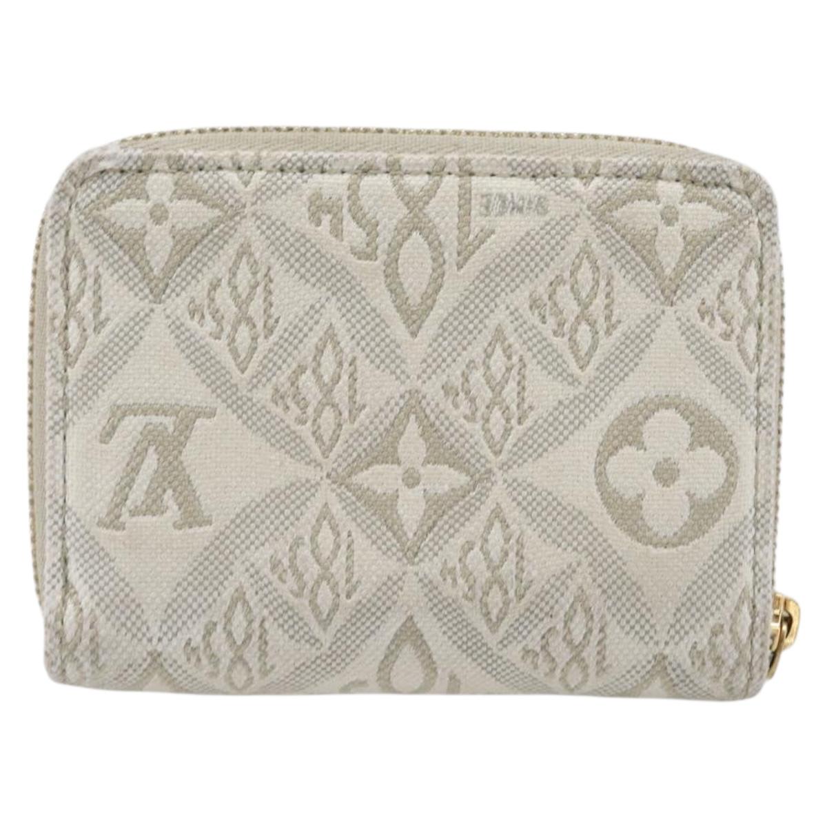 LOUIS VUITTON SINCE1854 Zippy Coin Purse Canvas Ivory Blue M81095 Auth 205941A