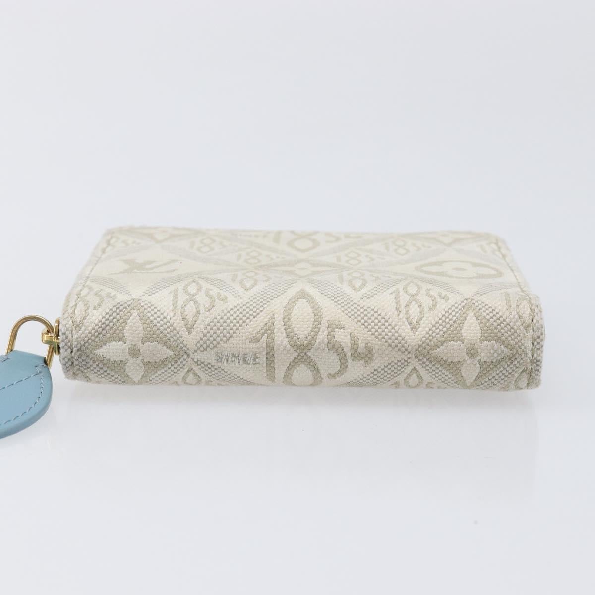LOUIS VUITTON SINCE1854 Zippy Coin Purse Canvas Ivory Blue M81095 Auth 205941A