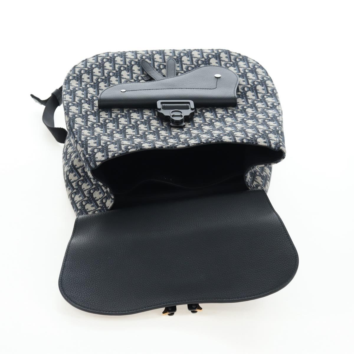 Christian Dior Trotter Canvas Saddle Oblique Gallop Backpack Navy Auth 205942SAM