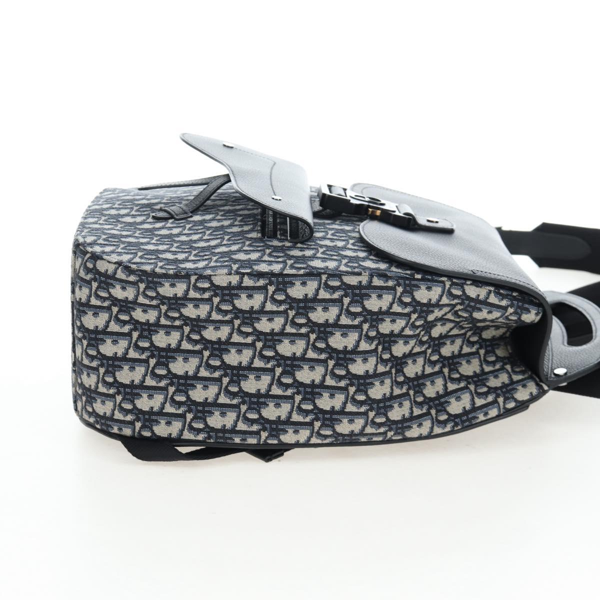 Christian Dior Trotter Canvas Saddle Oblique Gallop Backpack Navy Auth 205942SAM