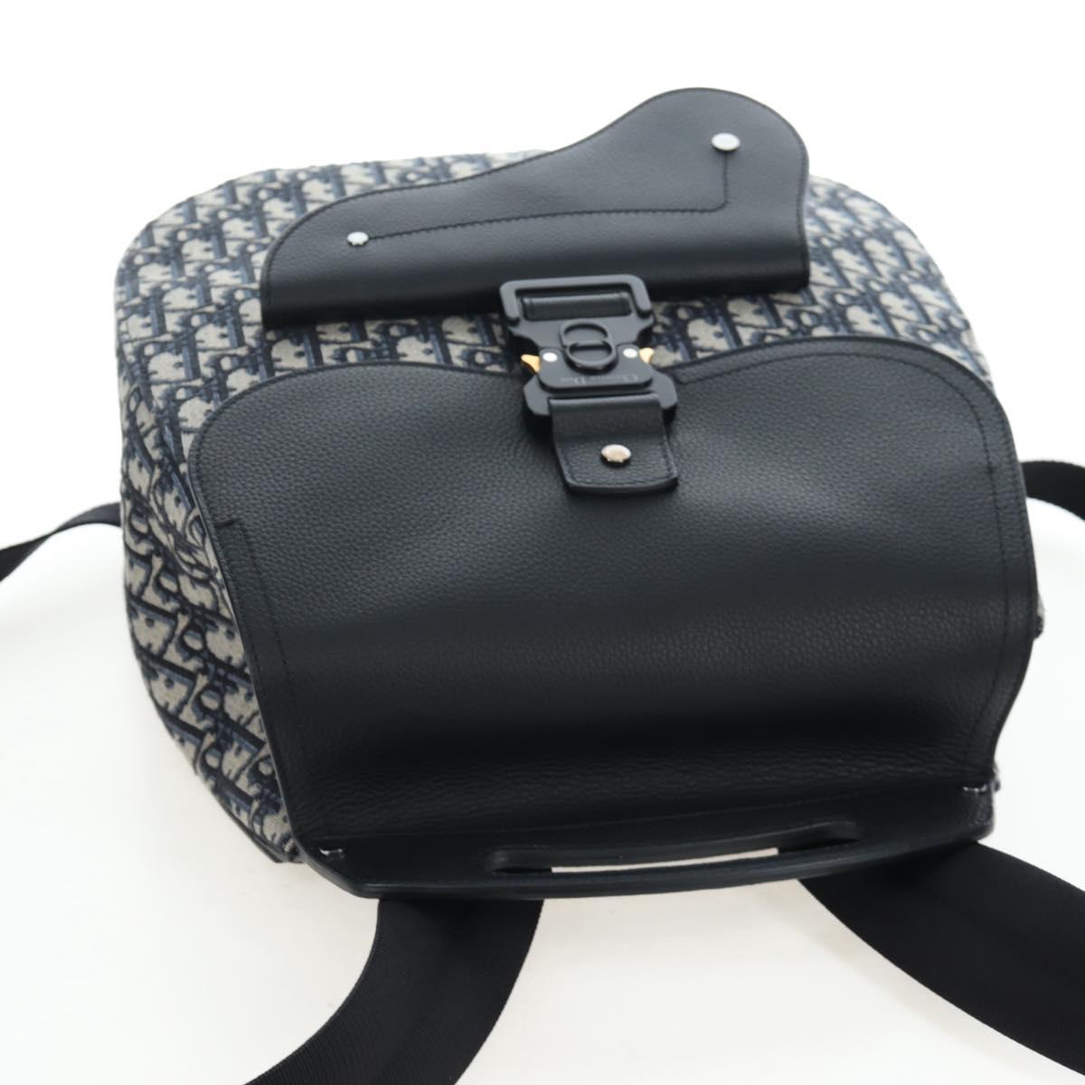 Christian Dior Trotter Canvas Saddle Oblique Gallop Backpack Navy Auth 205942SAM