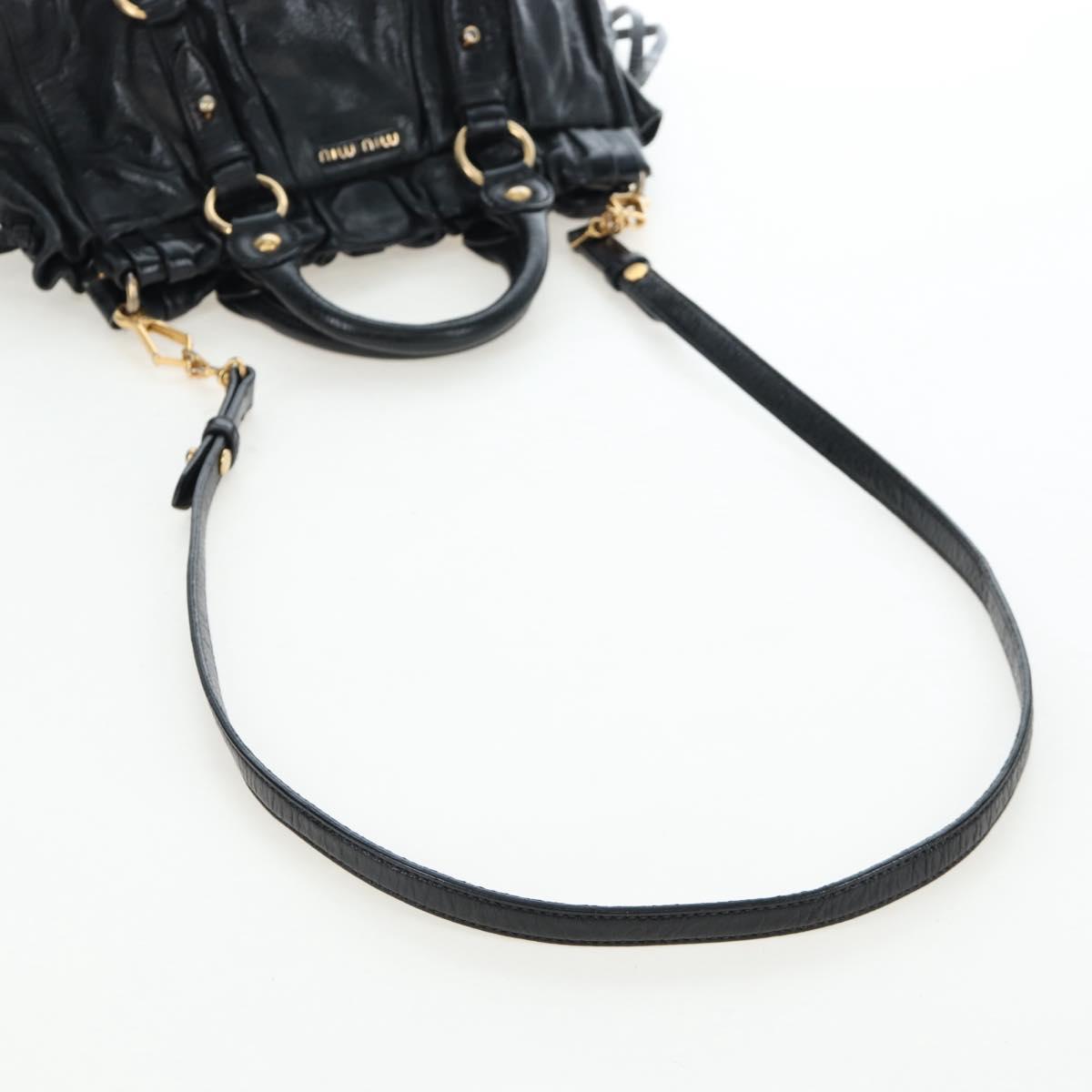 Miu Miu Hand Bag Vitellolux 2way Black Gold Auth 205943V