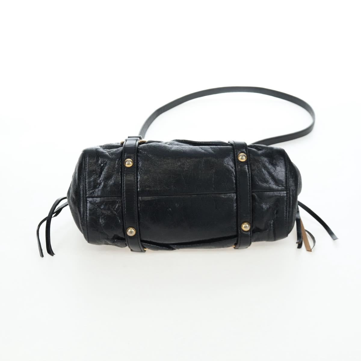Miu Miu Hand Bag Vitellolux 2way Black Gold Auth 205943V