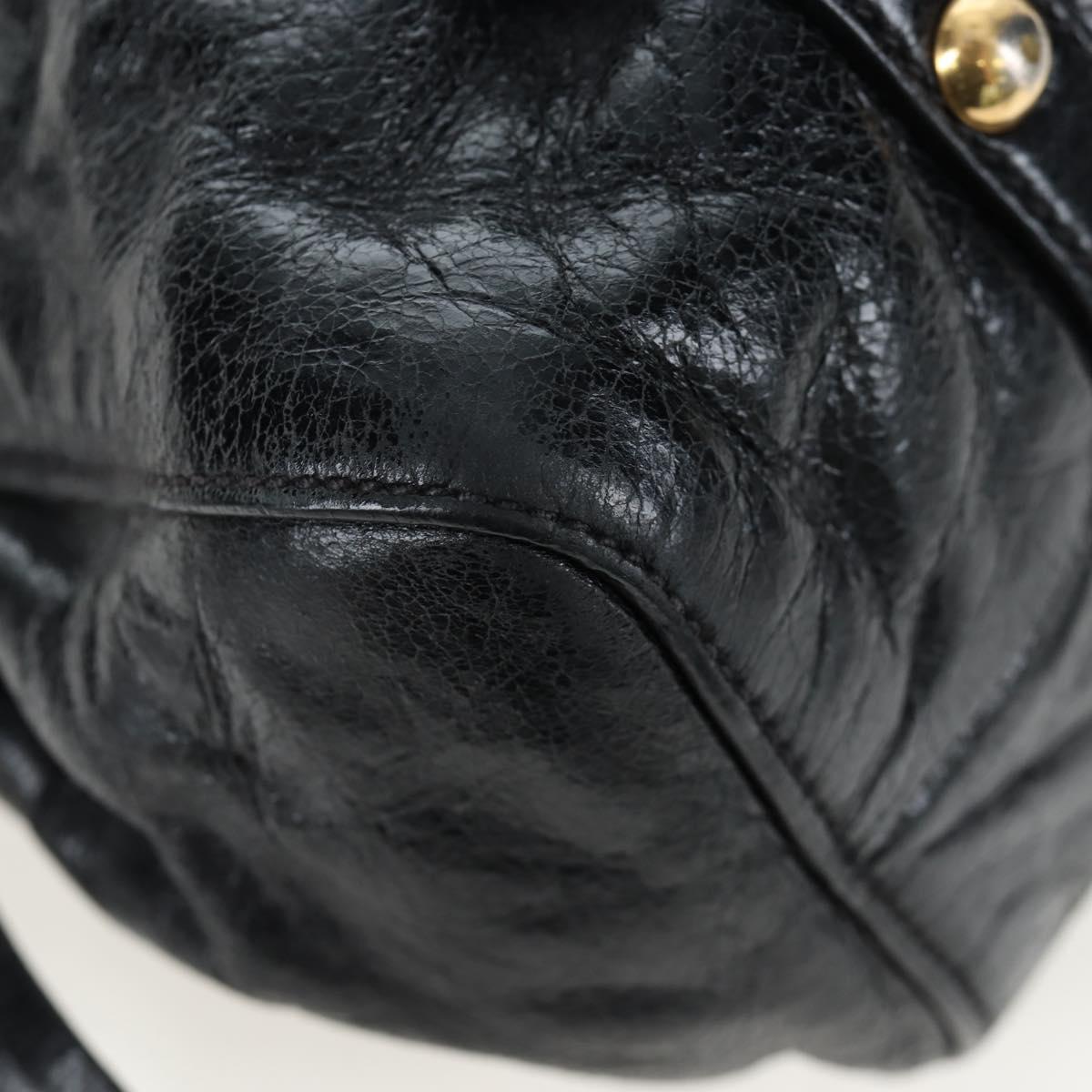 Miu Miu Hand Bag Vitellolux 2way Black Gold Auth 205943V