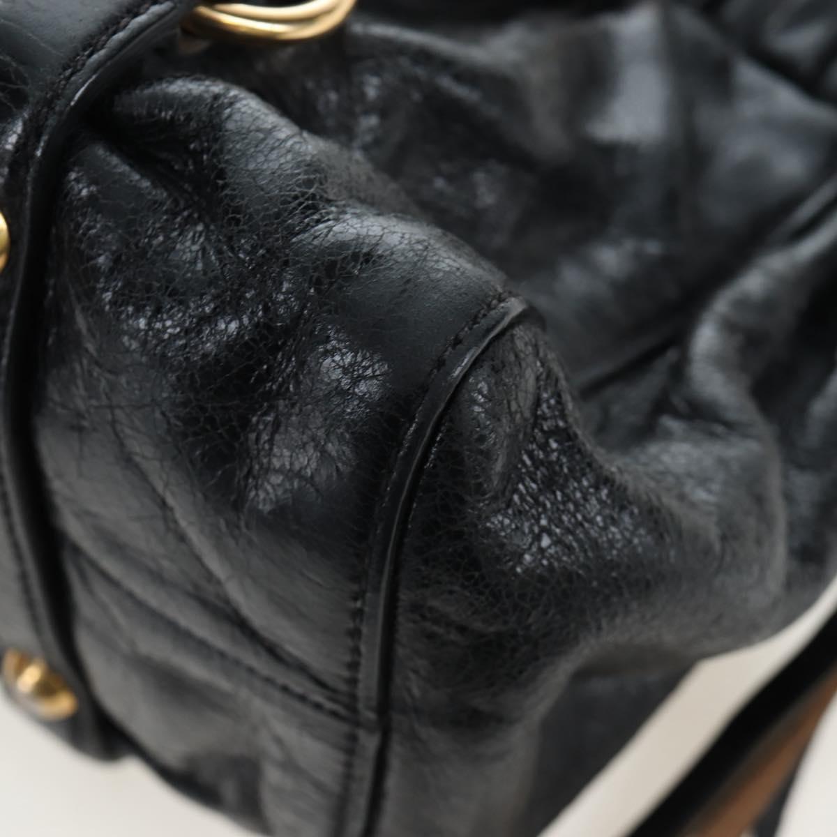 Miu Miu Hand Bag Vitellolux 2way Black Gold Auth 205943V
