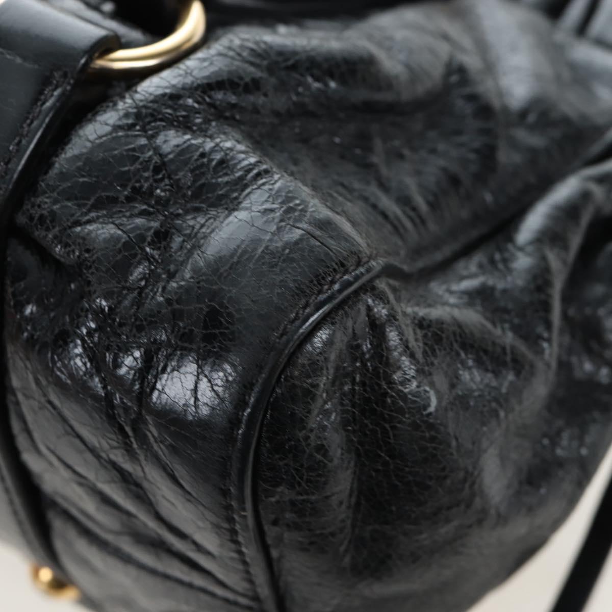Miu Miu Hand Bag Vitellolux 2way Black Gold Auth 205943V