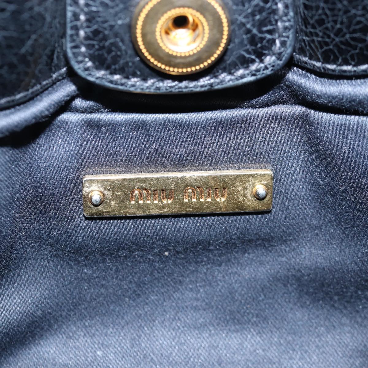 Miu Miu Hand Bag Vitellolux 2way Black Gold Auth 205943V