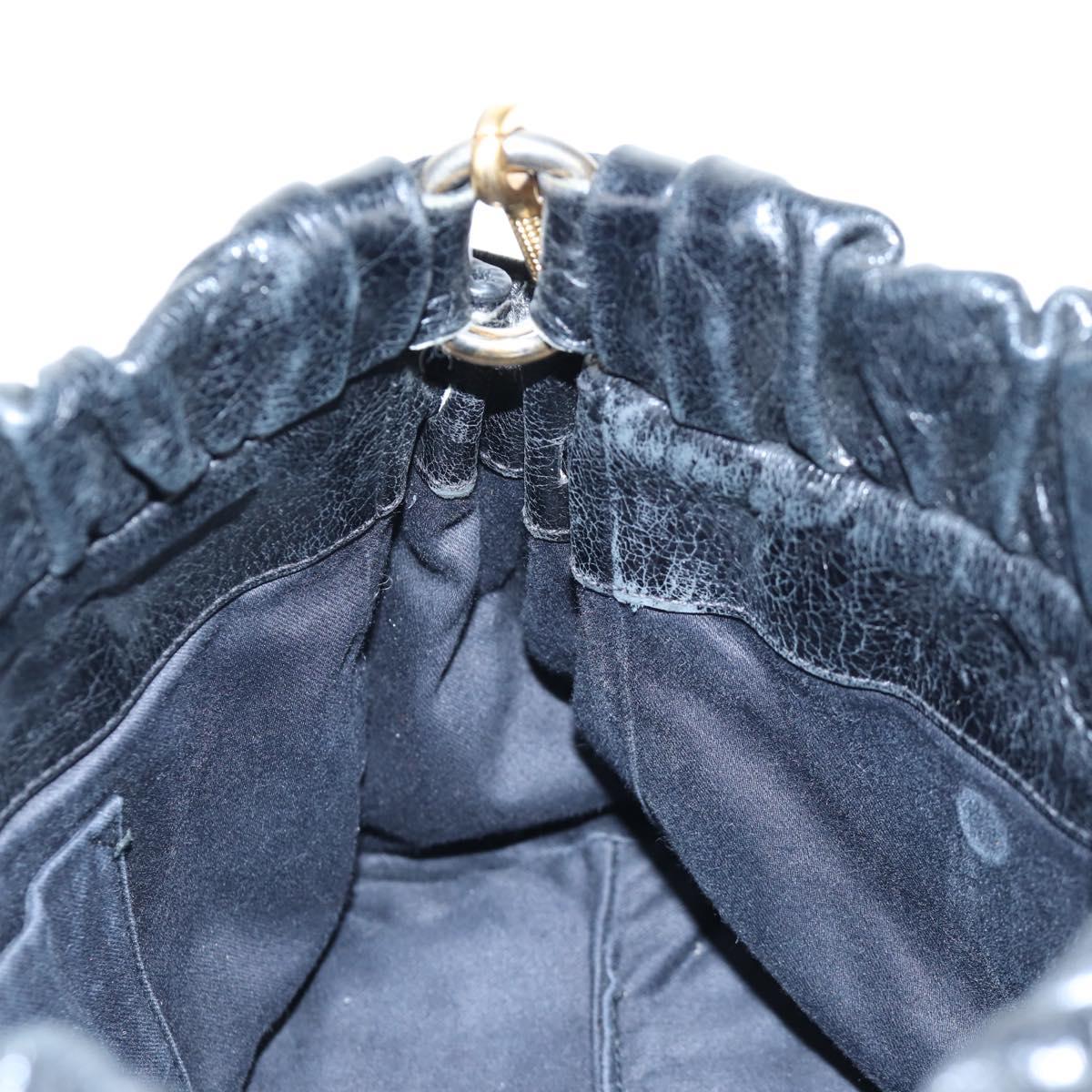 Miu Miu Hand Bag Vitellolux 2way Black Gold Auth 205943V