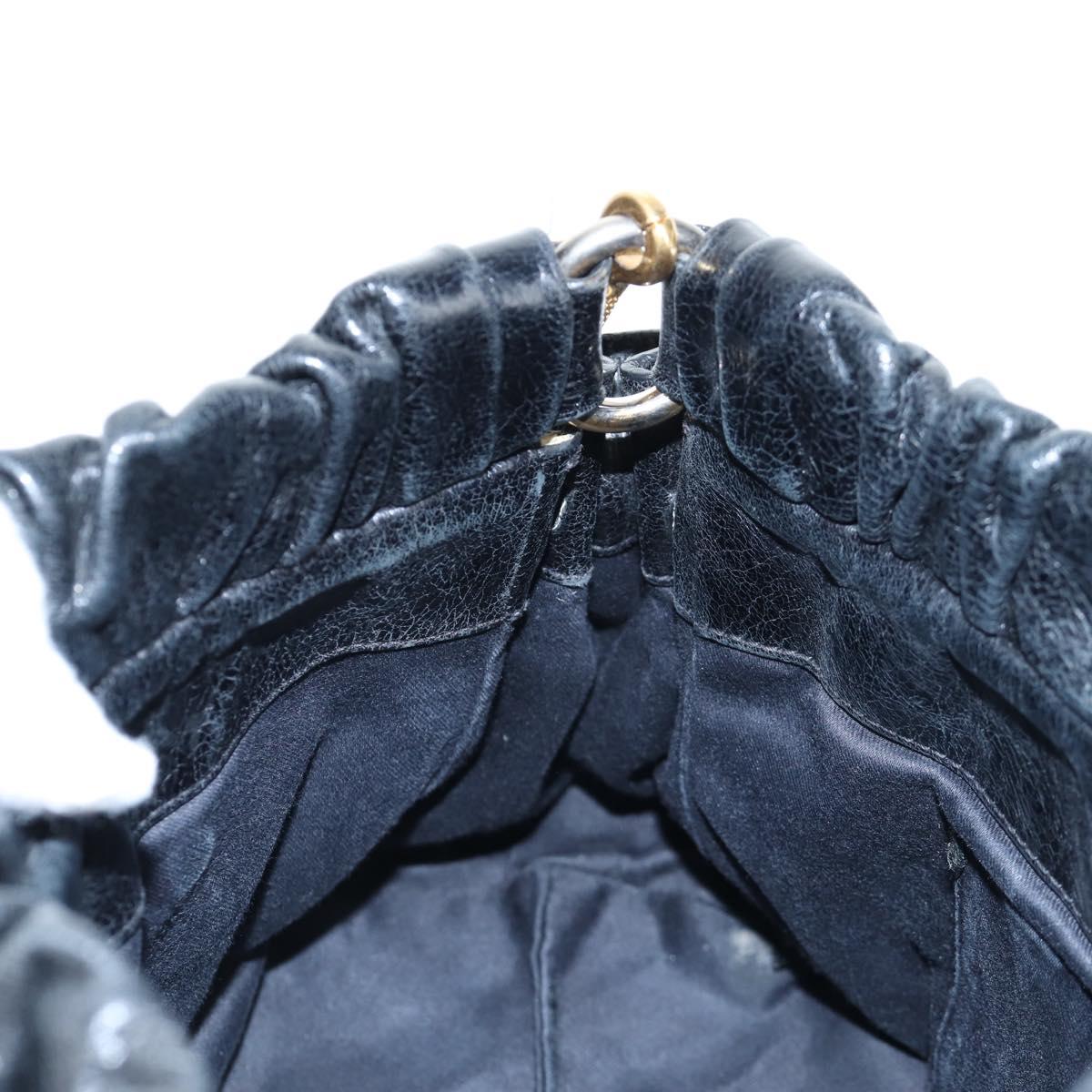 Miu Miu Hand Bag Vitellolux 2way Black Gold Auth 205943V