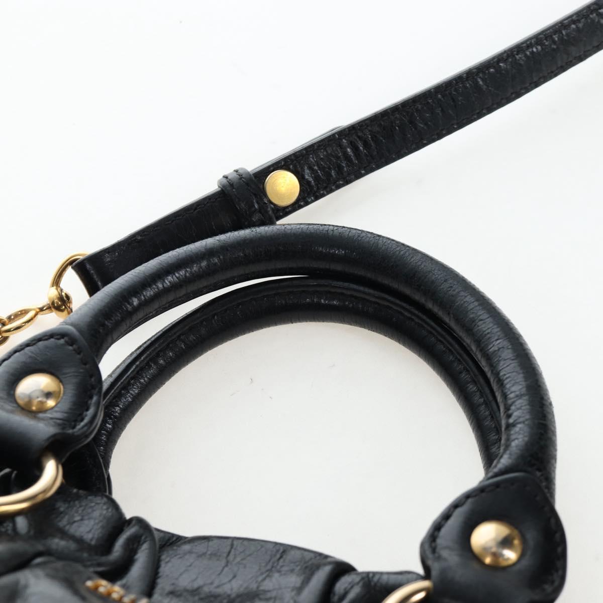 Miu Miu Hand Bag Vitellolux 2way Black Gold Auth 205943V