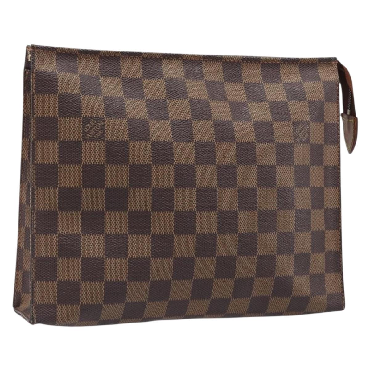 LOUIS VUITTON Damier Ebene Poche Toilette 26 Pouch N47543 LV Auth 205944A