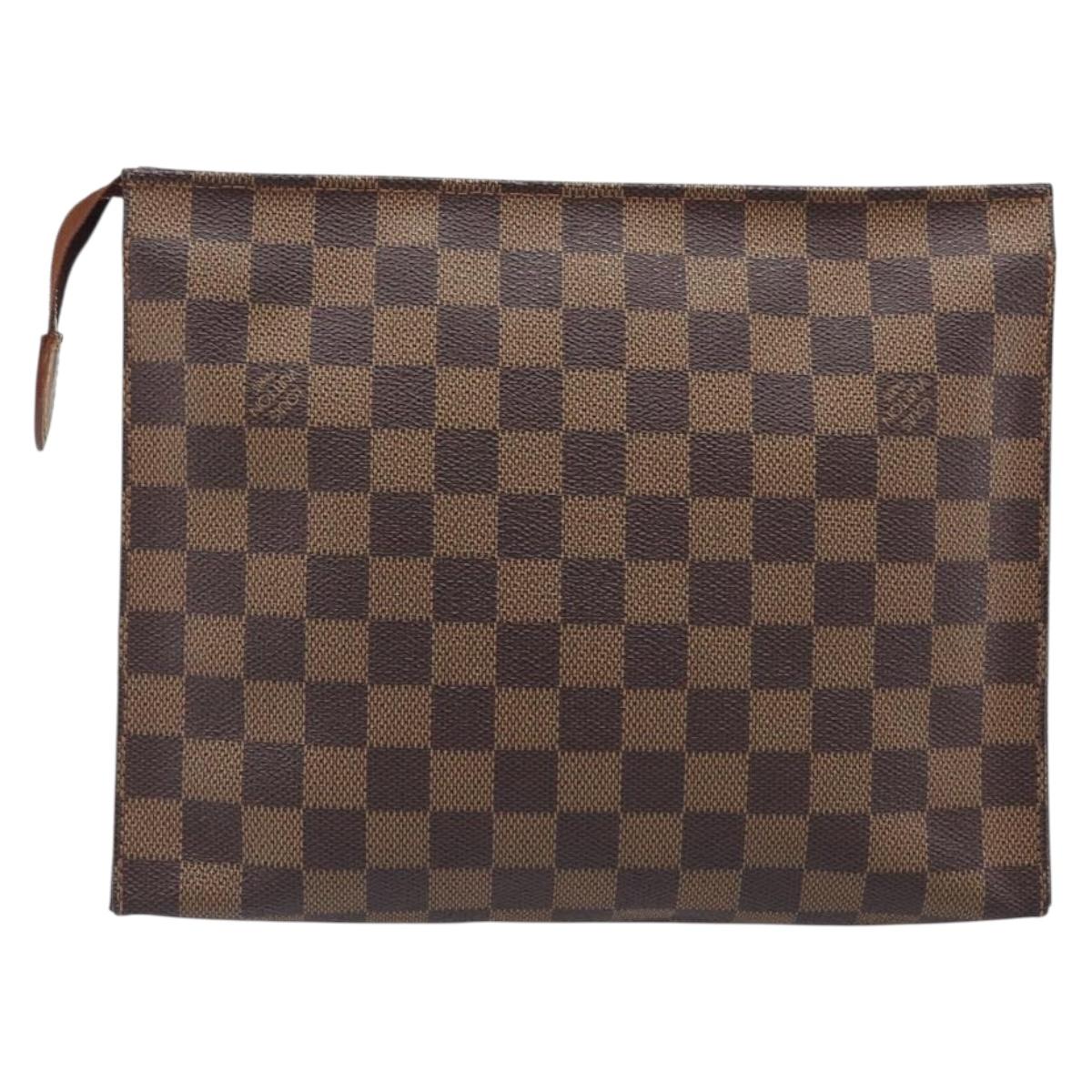 LOUIS VUITTON Damier Ebene Poche Toilette 26 Pouch N47543 LV Auth 205944A