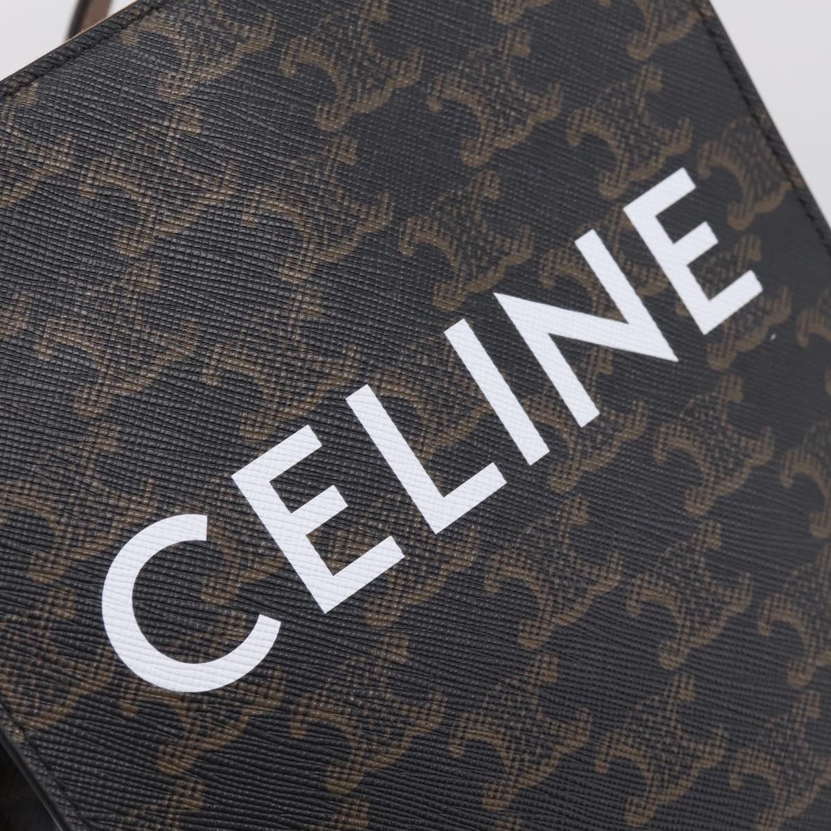 CELINE Macadam Mini Vertical Cabas Hand Bag PVC 2way Black Gold Auth 205945M