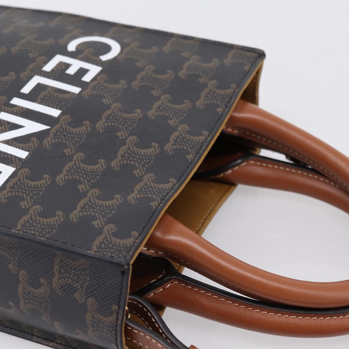 CELINE Macadam Mini Vertical Cabas Hand Bag PVC 2way Black Gold Auth 205945M
