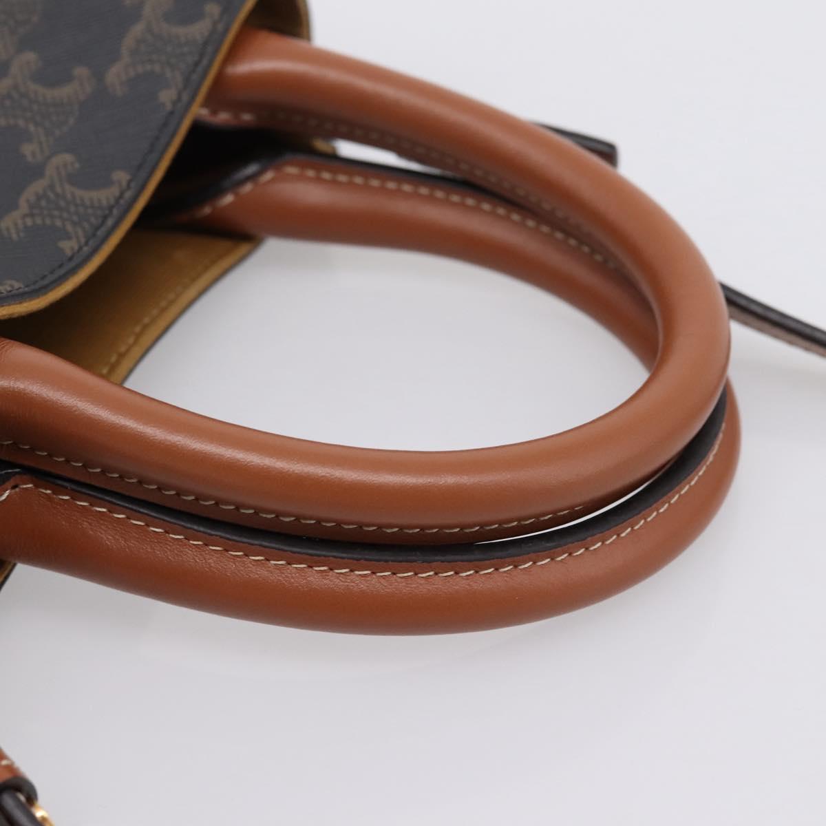 CELINE Macadam Mini Vertical Cabas Hand Bag PVC 2way Black Gold Auth 205945M