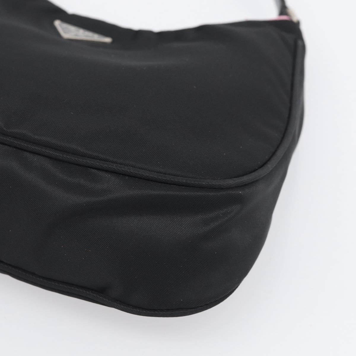 PRADA Accessory Pouch Nylon Black Silver Auth 205946A