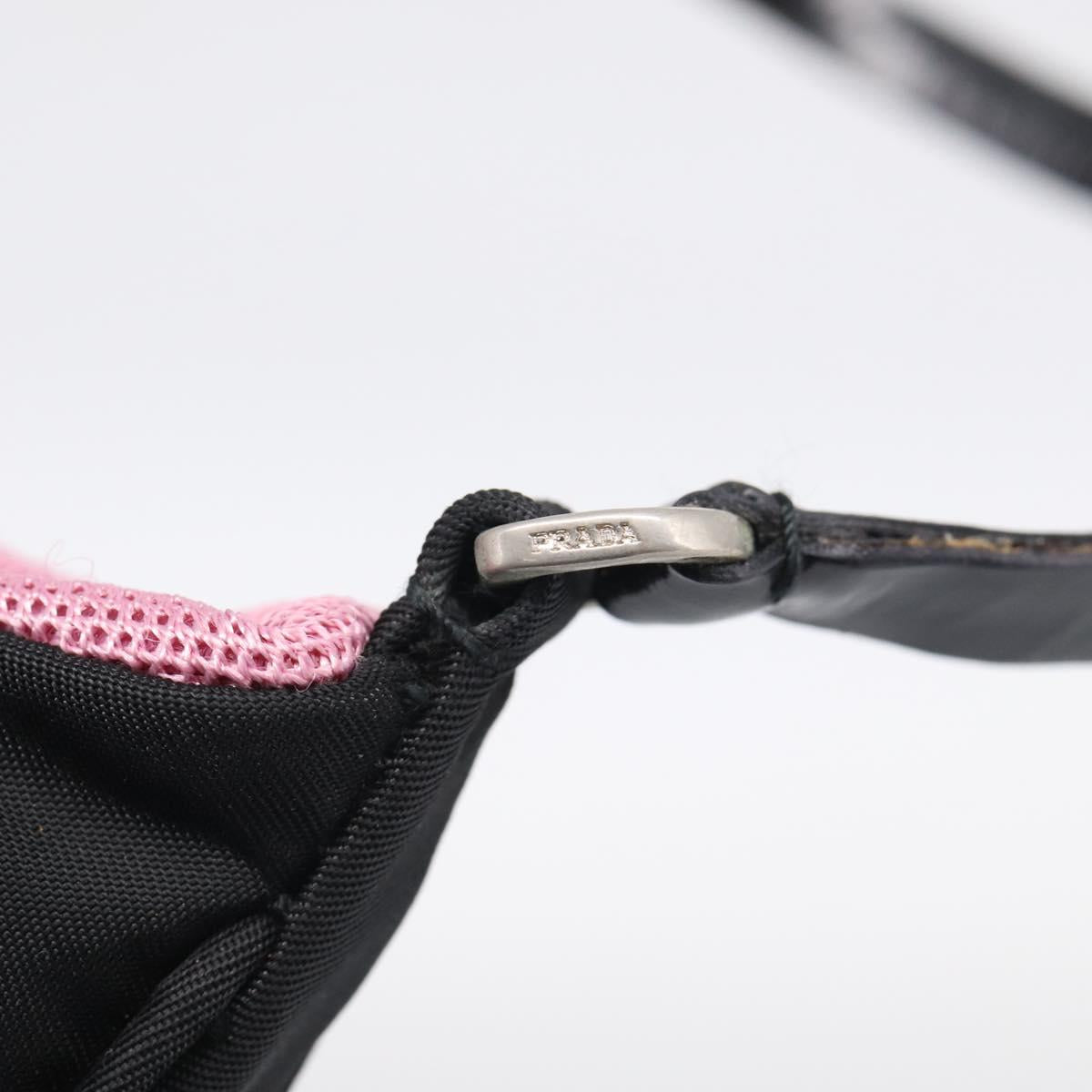 PRADA Accessory Pouch Nylon Black Silver Auth 205946A
