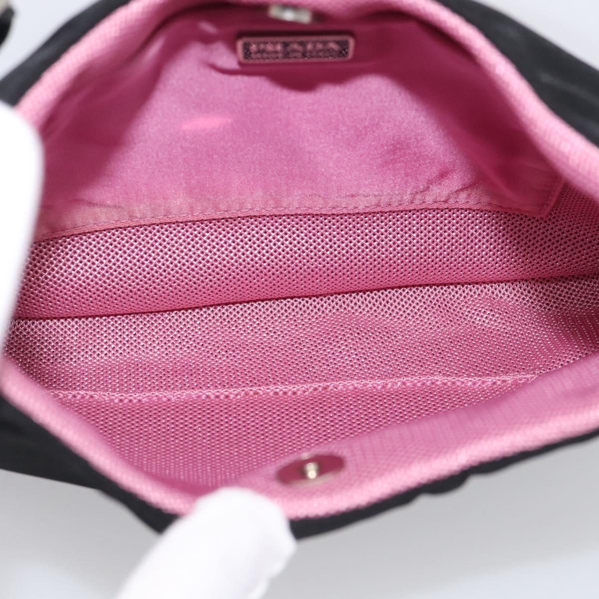 PRADA Accessory Pouch Nylon Black Silver Auth 205946A