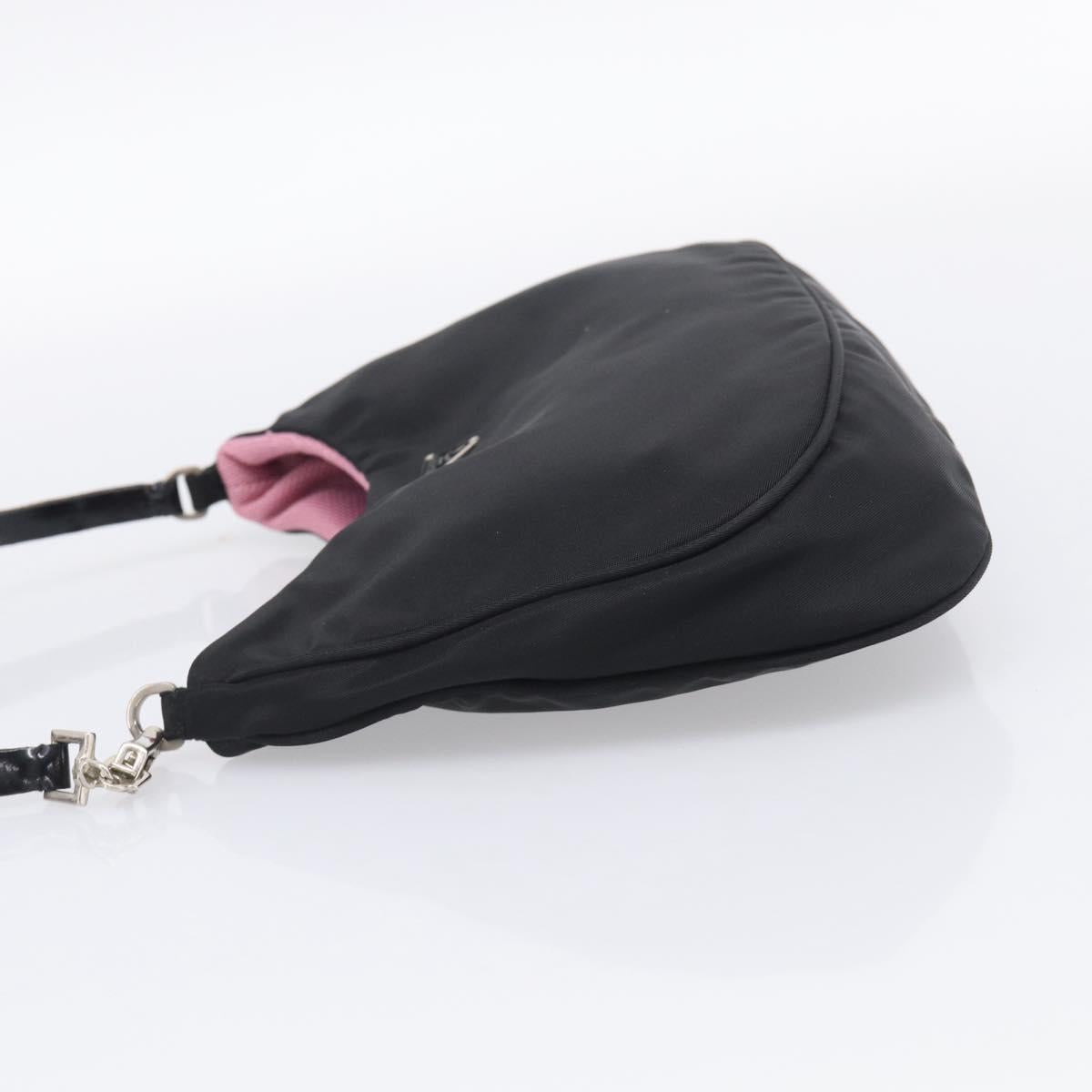 PRADA Accessory Pouch Nylon Black Silver Auth 205946A