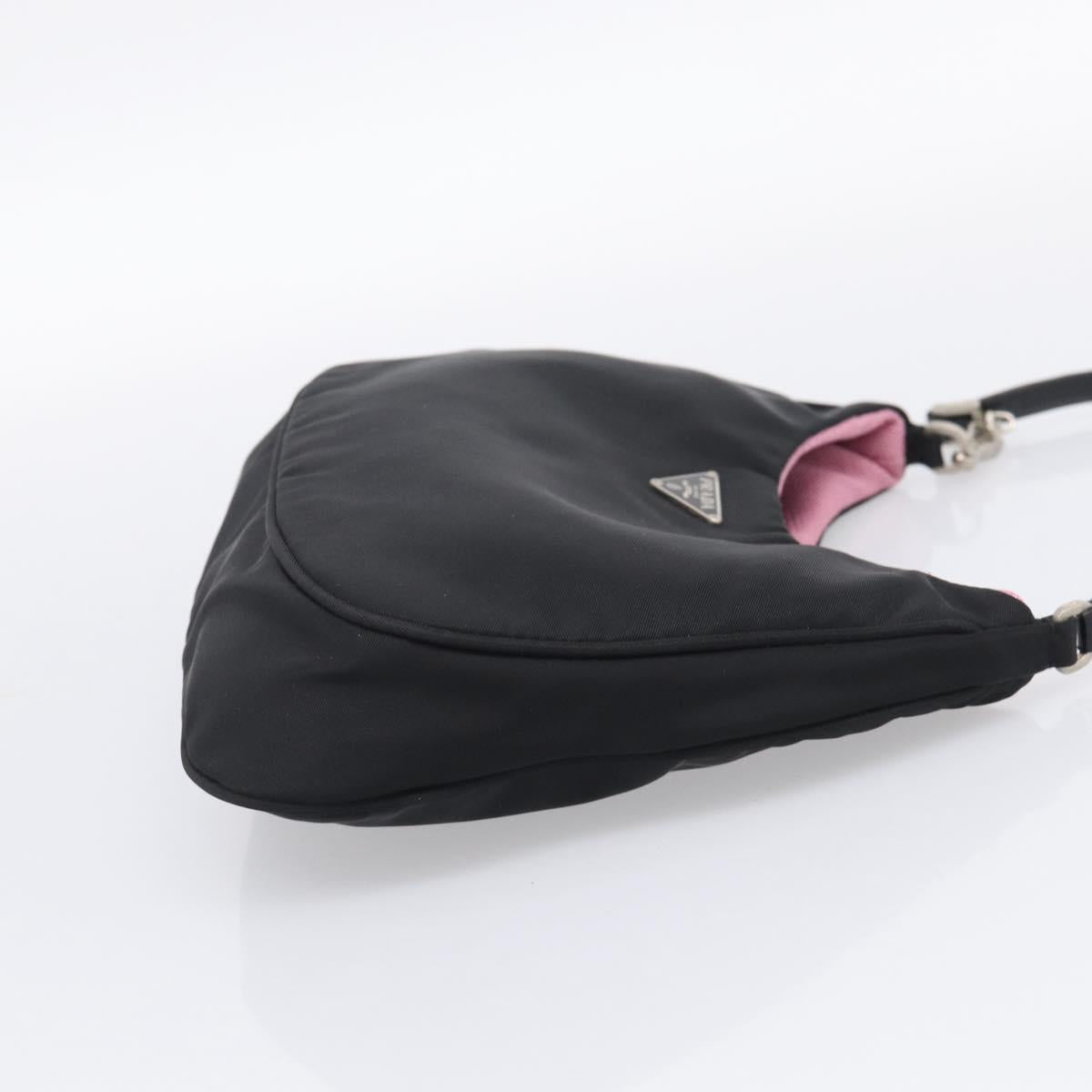 PRADA Accessory Pouch Nylon Black Silver Auth 205946A