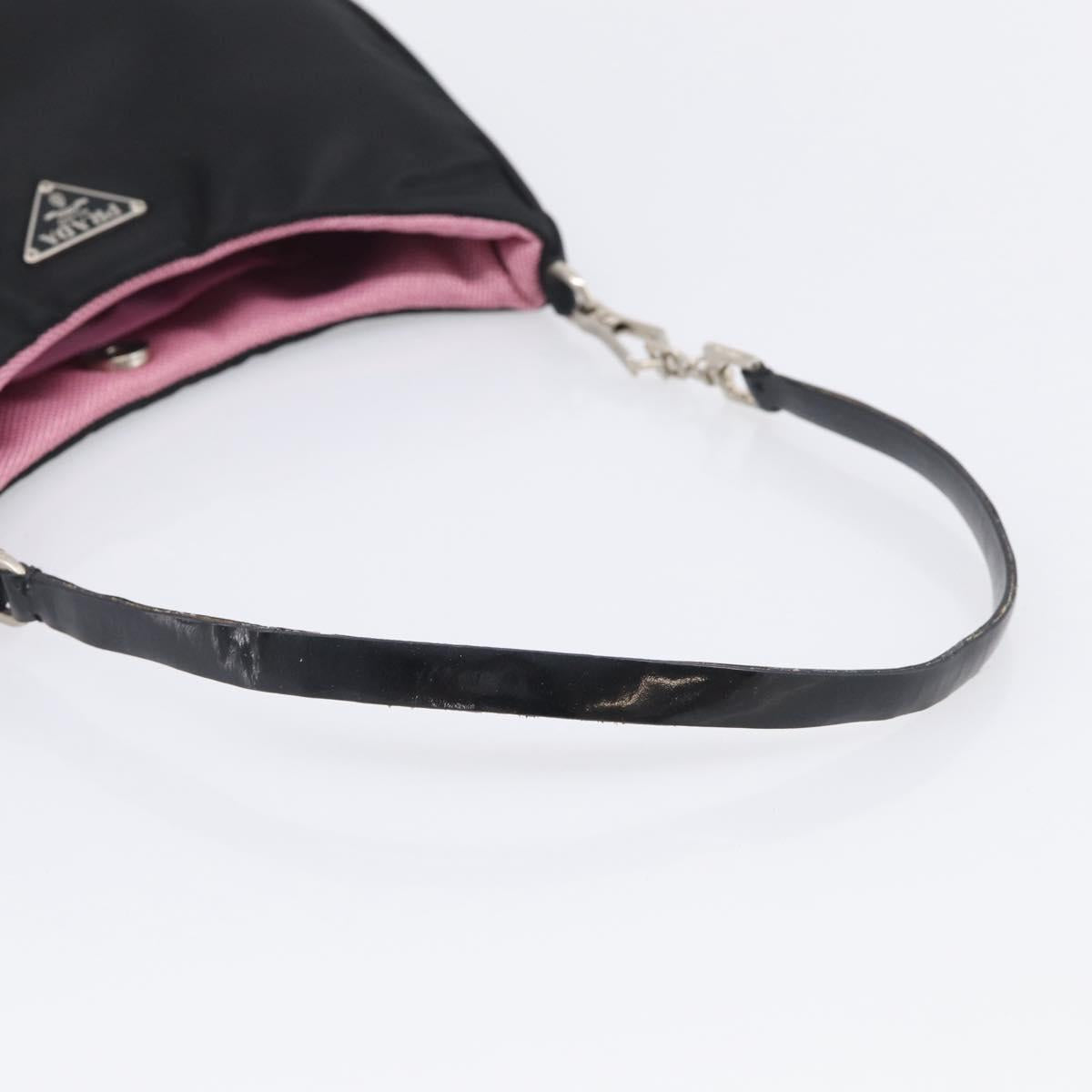 PRADA Accessory Pouch Nylon Black Silver Auth 205946A