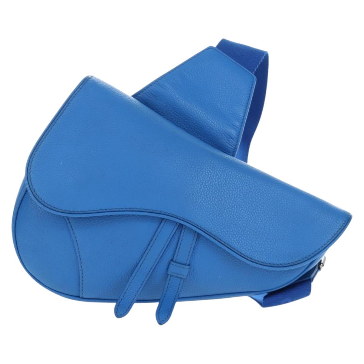 Christian Dior Saddle Shoulder Bag Leather Black Silver Auth 205947M