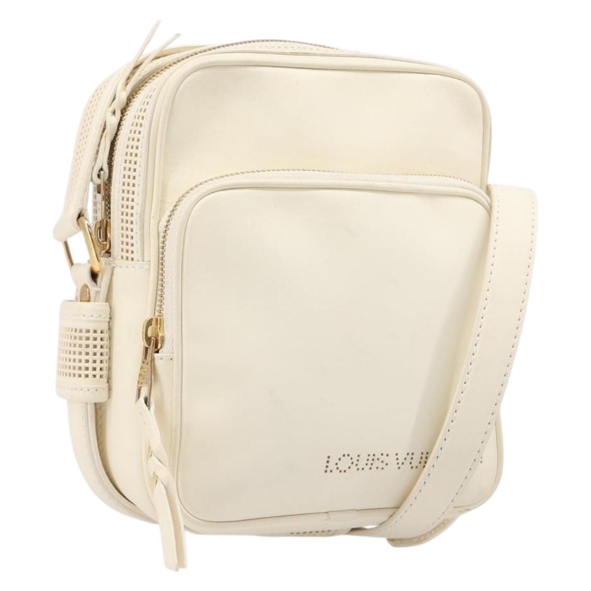 LOUIS VUITTON Cuir Bequia Trotteur MM Bag Leather White M95359 LV Auth 205951