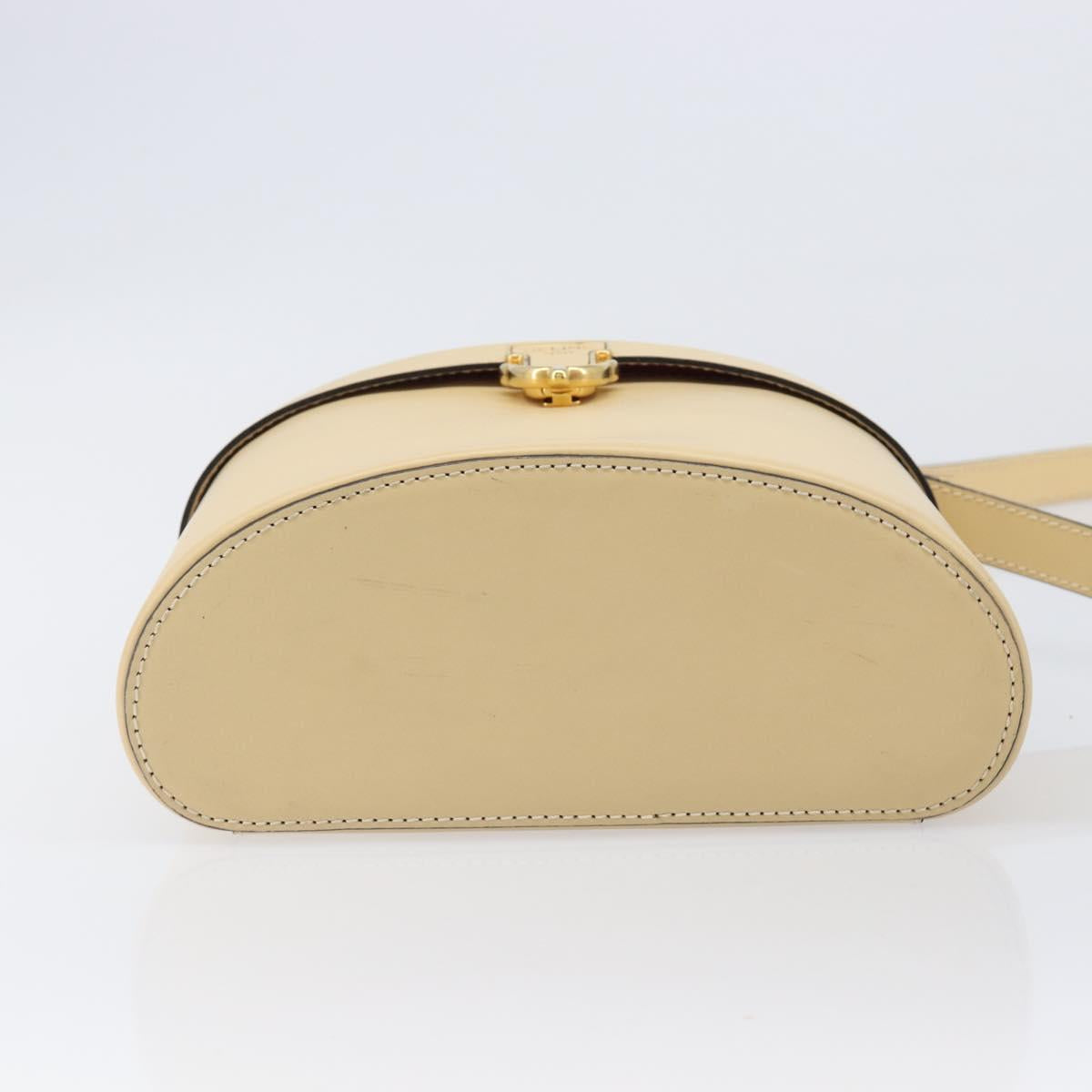 CELINE Vanity Shoulder Bag Leather 2way Beige Gold Tone Auth 205952A