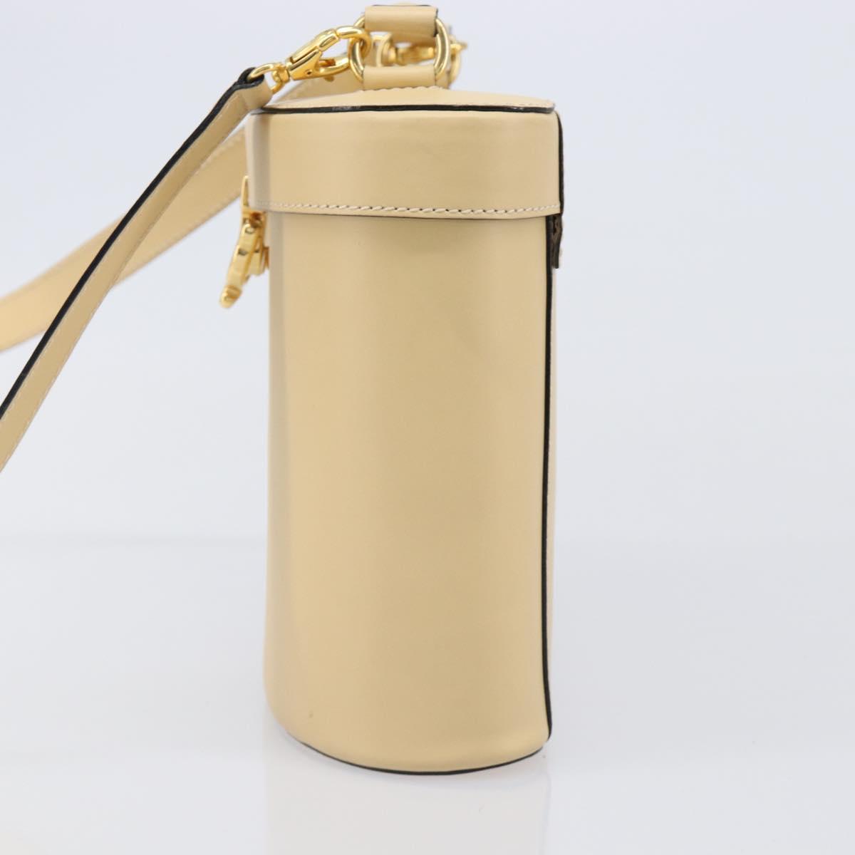CELINE Vanity Shoulder Bag Leather 2way Beige Gold Tone Auth 205952A