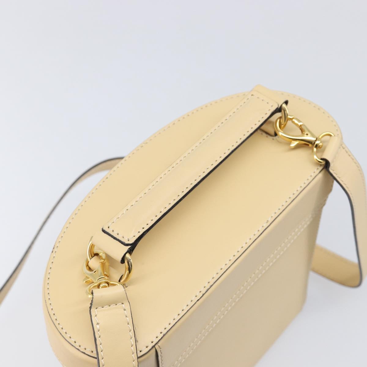 CELINE Vanity Shoulder Bag Leather 2way Beige Gold Tone Auth 205952A