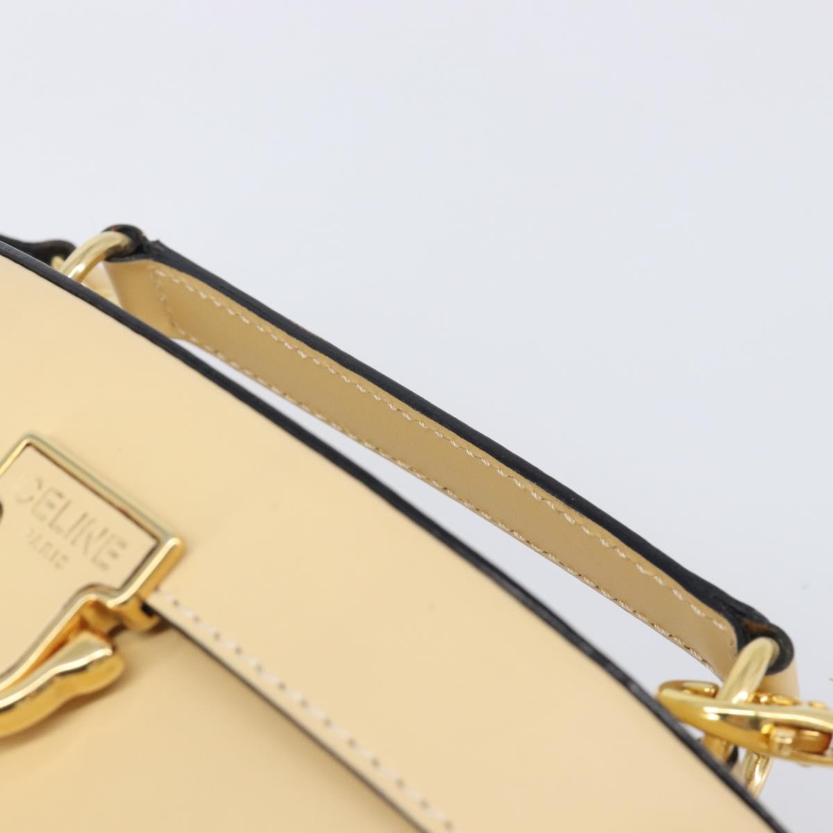 CELINE Vanity Shoulder Bag Leather 2way Beige Gold Tone Auth 205952A