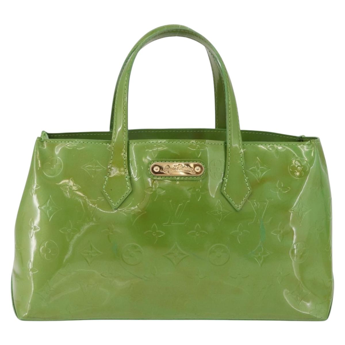 LOUIS VUITTON Monogram Vernis Wilshire PM Hand Bag Vert Tonic M93645 Auth 205958