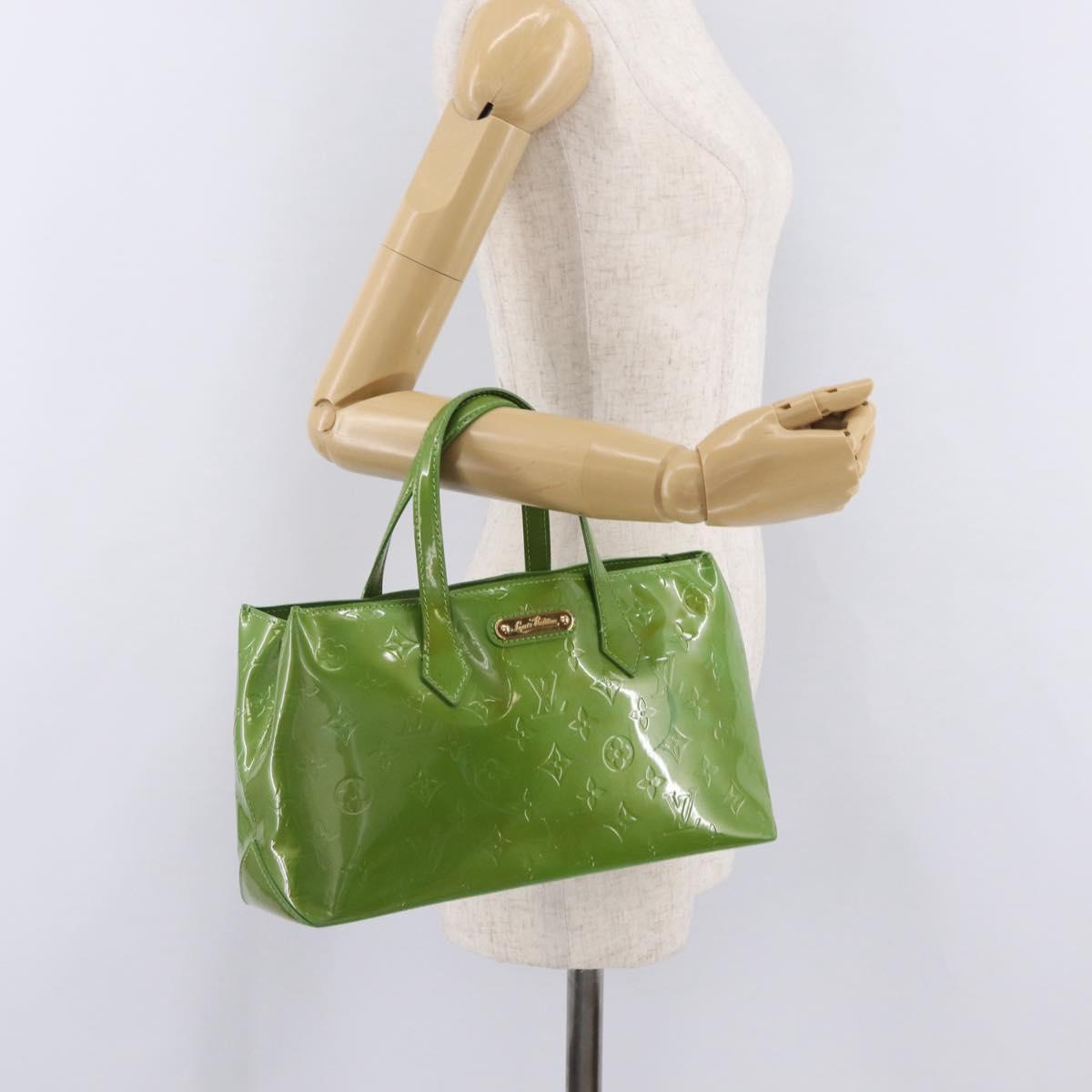 LOUIS VUITTON Monogram Vernis Wilshire PM Hand Bag Vert Tonic M93645 Auth 205958