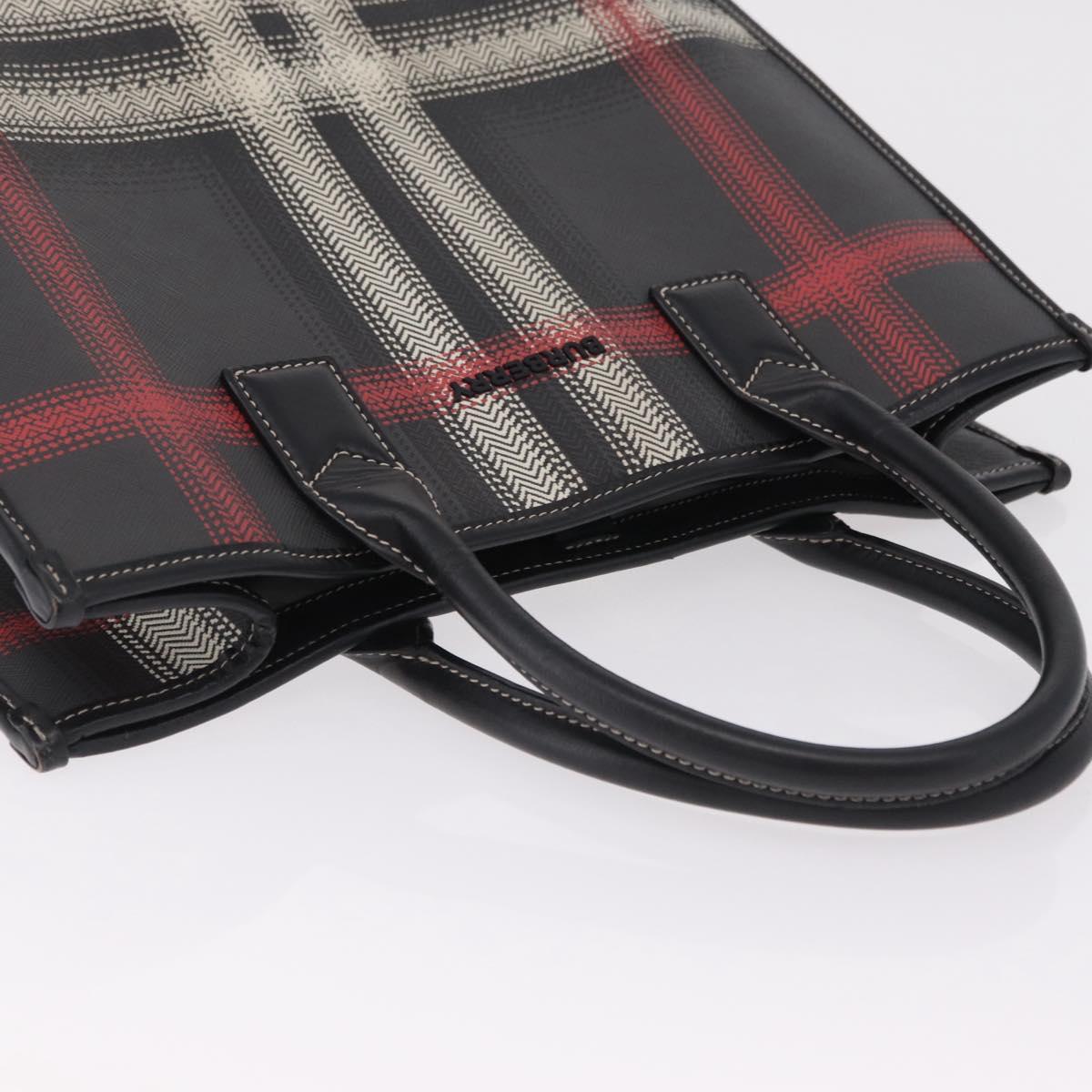 BURBERRY Nova Check Hand Bag PVC Leather Black Red Auth 205962