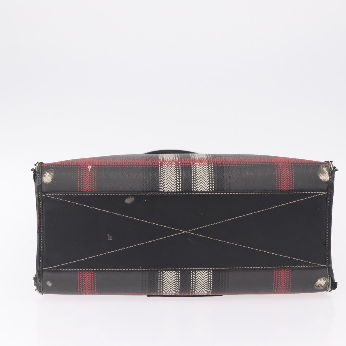 BURBERRY Nova Check Hand Bag PVC Leather Black Red Auth 205962