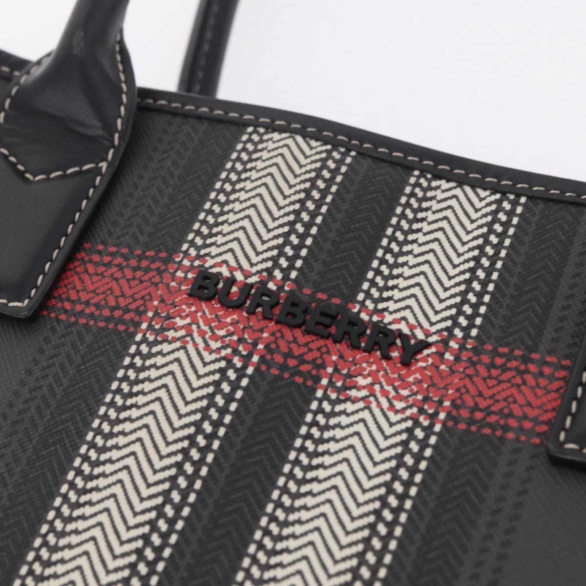 BURBERRY Nova Check Hand Bag PVC Leather Black Red Auth 205962
