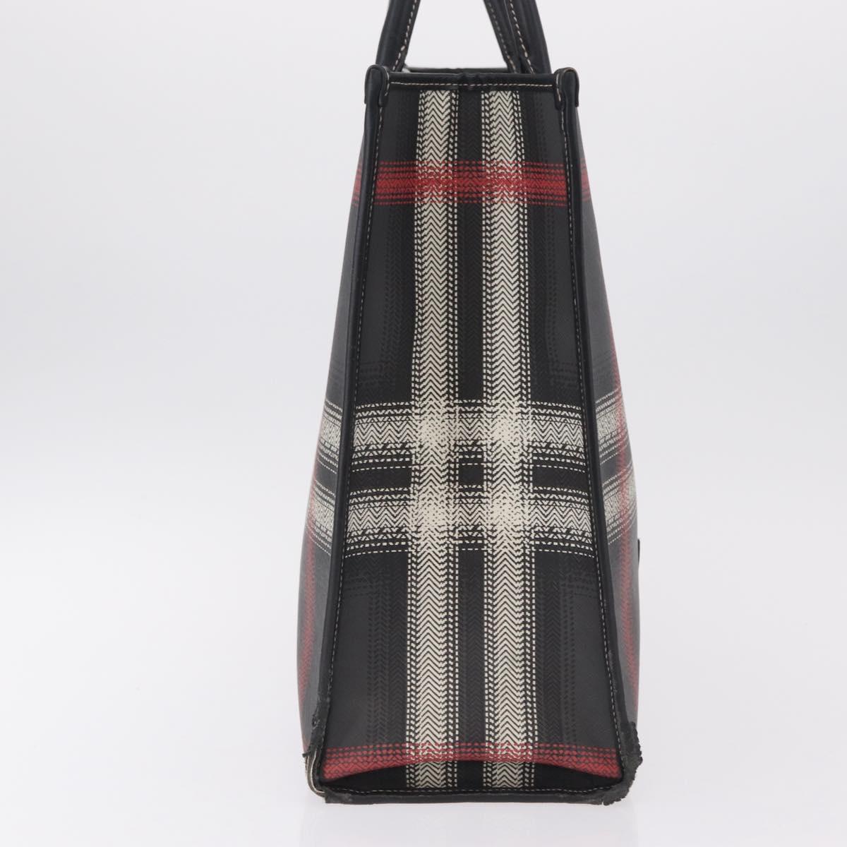 BURBERRY Nova Check Hand Bag PVC Leather Black Red Auth 205962