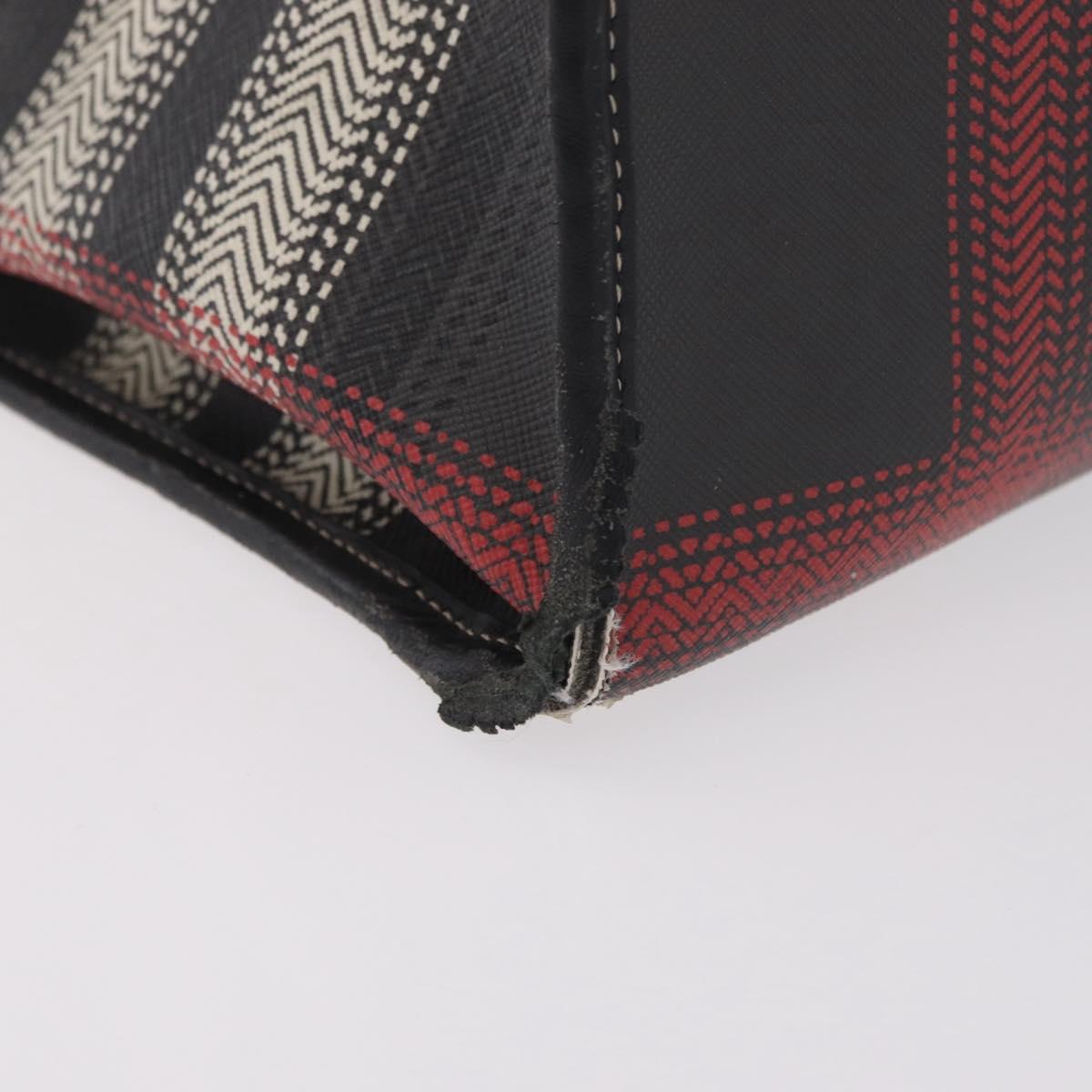 BURBERRY Nova Check Hand Bag PVC Leather Black Red Auth 205962