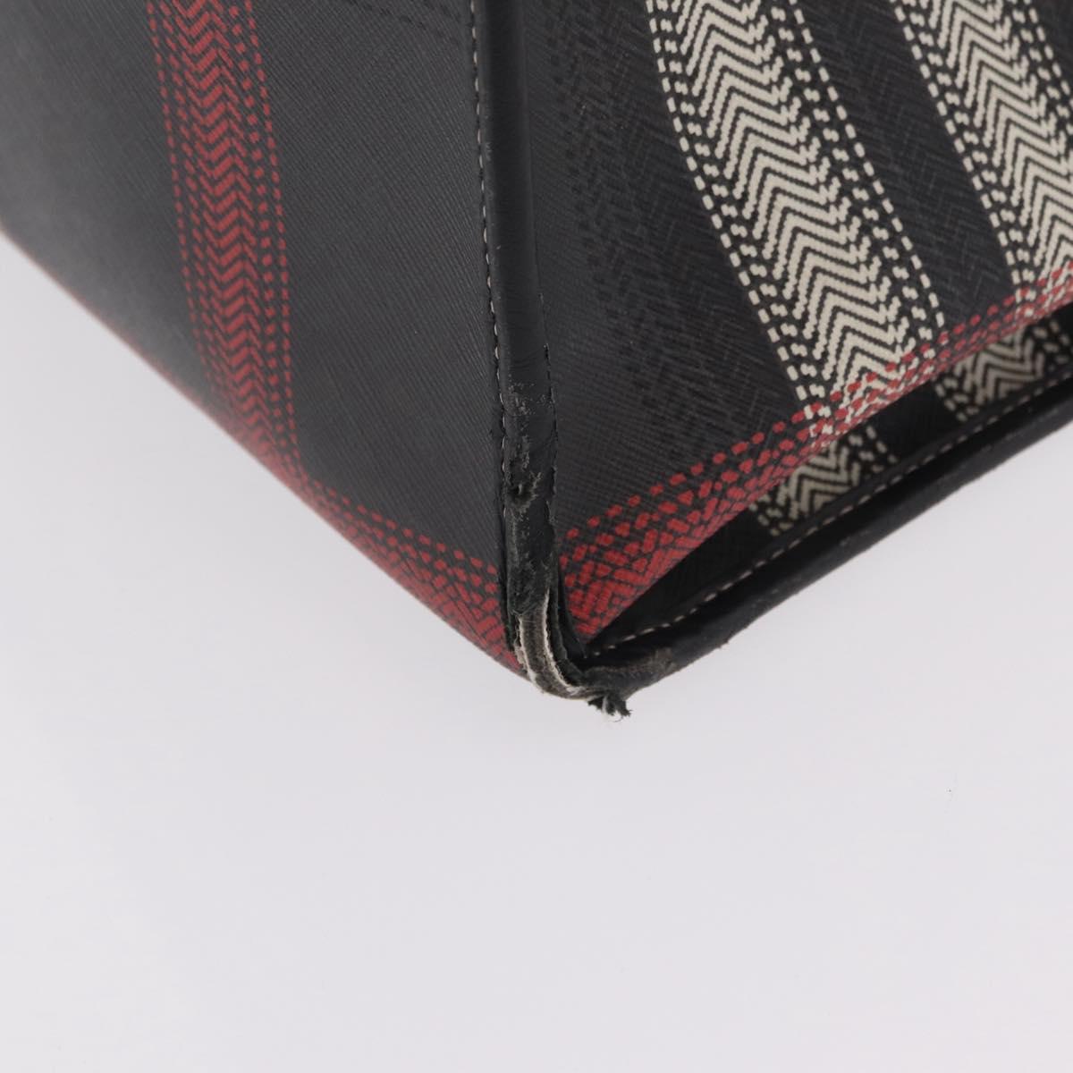 BURBERRY Nova Check Hand Bag PVC Leather Black Red Auth 205962