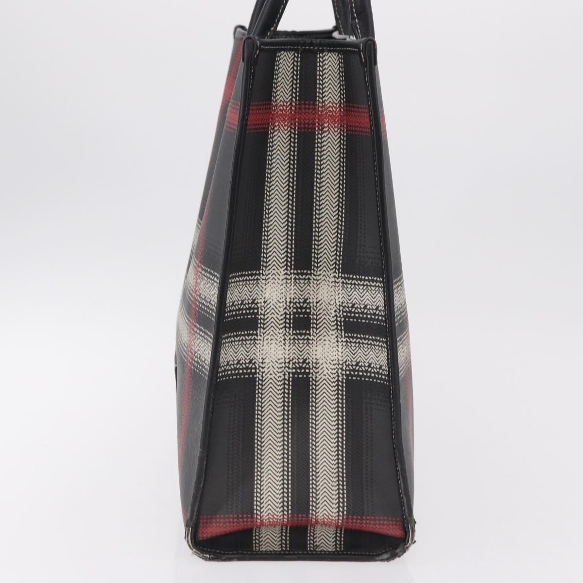 BURBERRY Nova Check Hand Bag PVC Leather Black Red Auth 205962