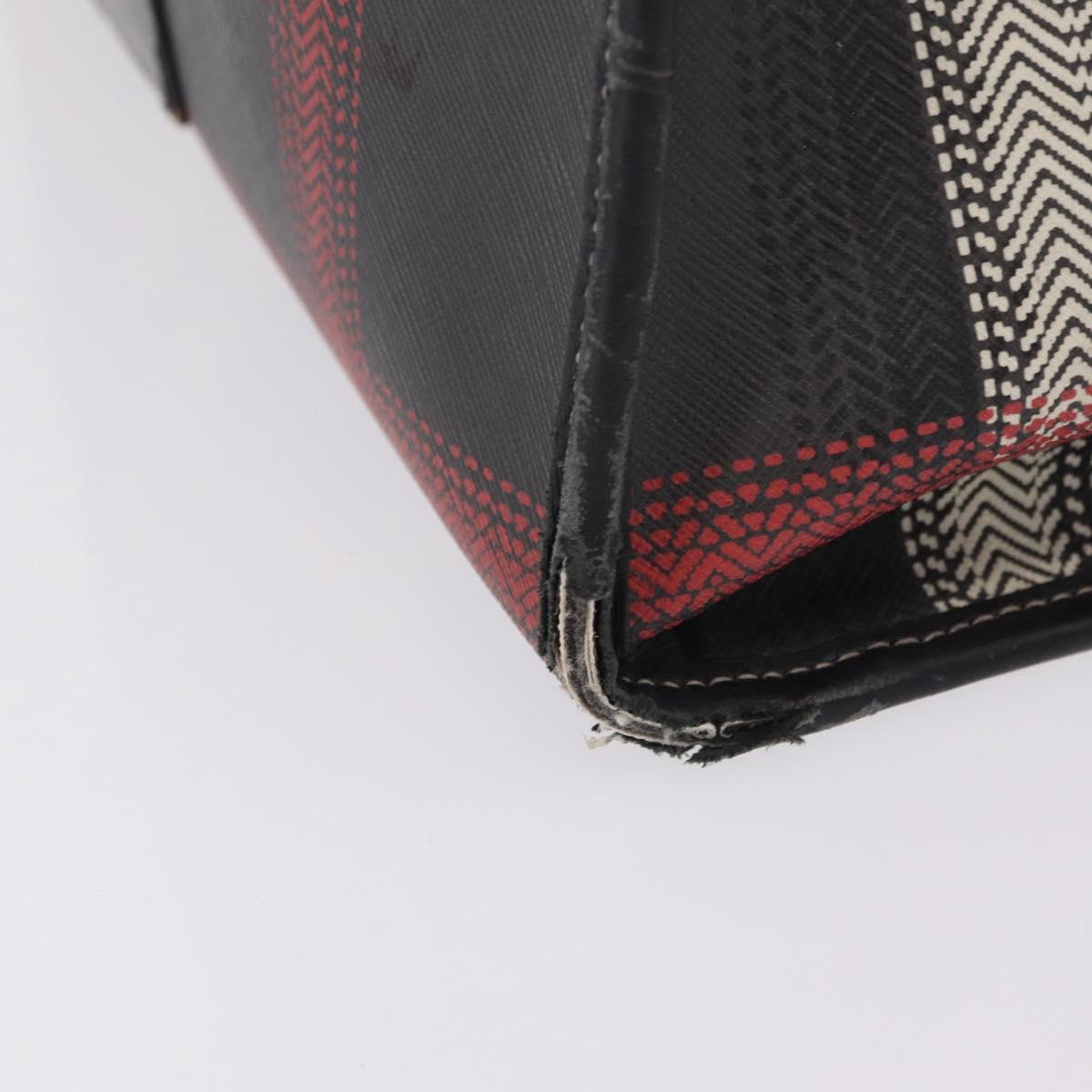 BURBERRY Nova Check Hand Bag PVC Leather Black Red Auth 205962