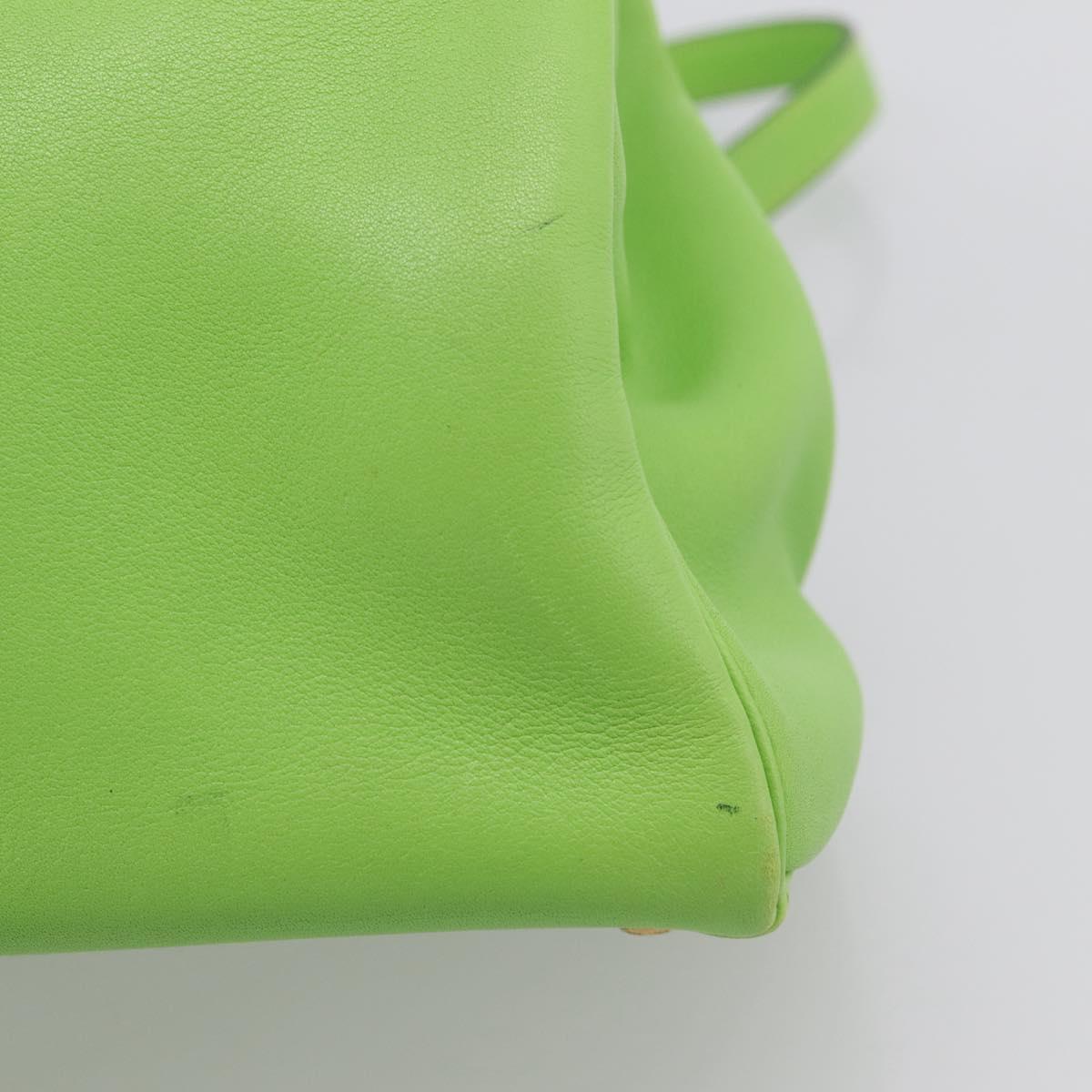HERMES Kelly 32 Hand Bag Leather 2way Green Gold Auth 205964SM