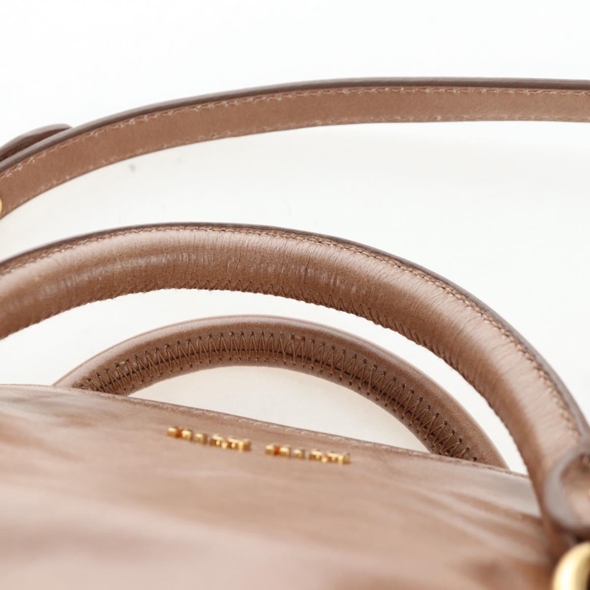 Miu Miu Hand Bag Vitellolux 2way Brown Gold Auth 205972M