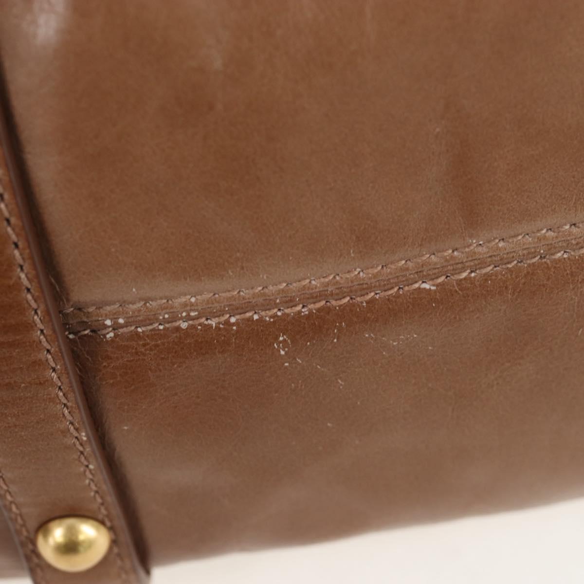 Miu Miu Hand Bag Vitellolux 2way Brown Gold Auth 205972M