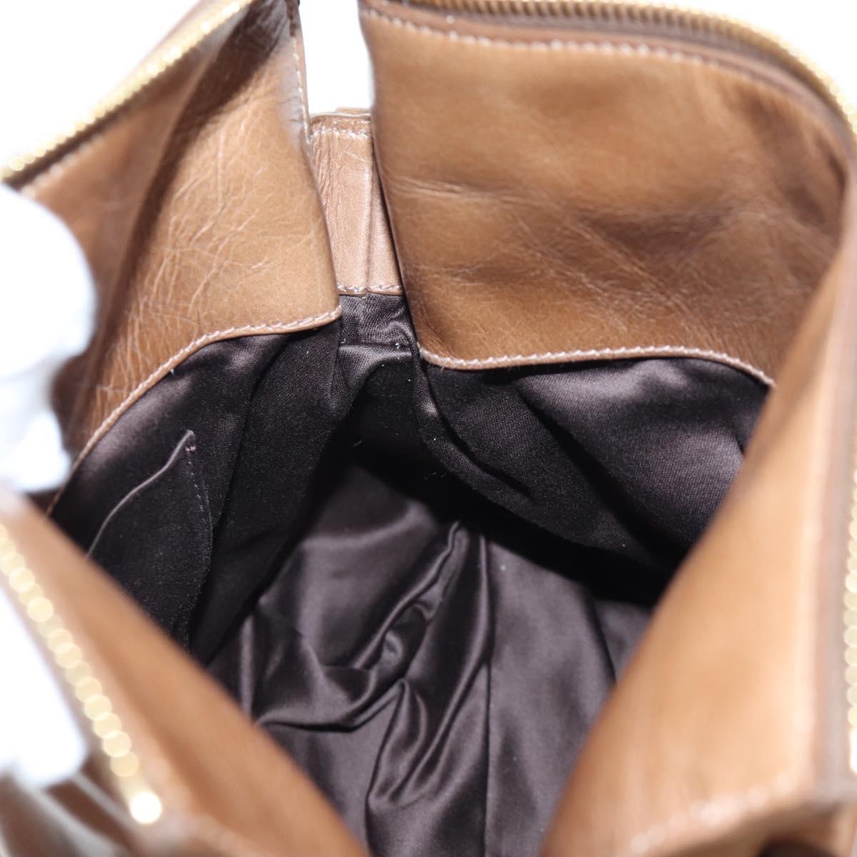 Miu Miu Hand Bag Vitellolux 2way Brown Gold Auth 205972M