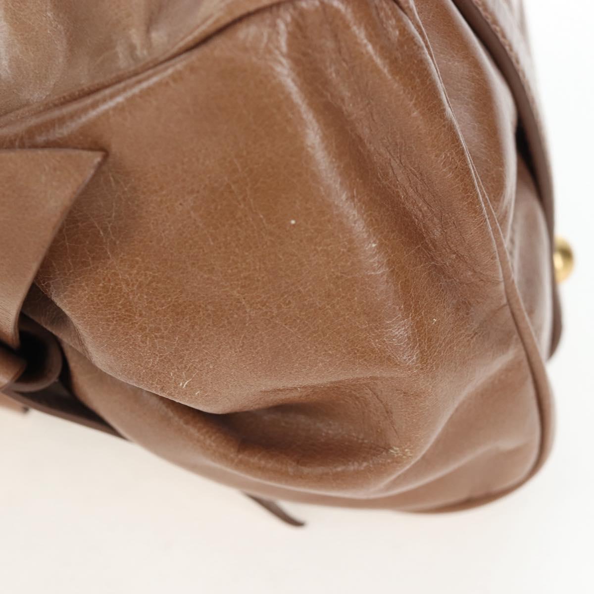 Miu Miu Hand Bag Vitellolux 2way Brown Gold Auth 205972M