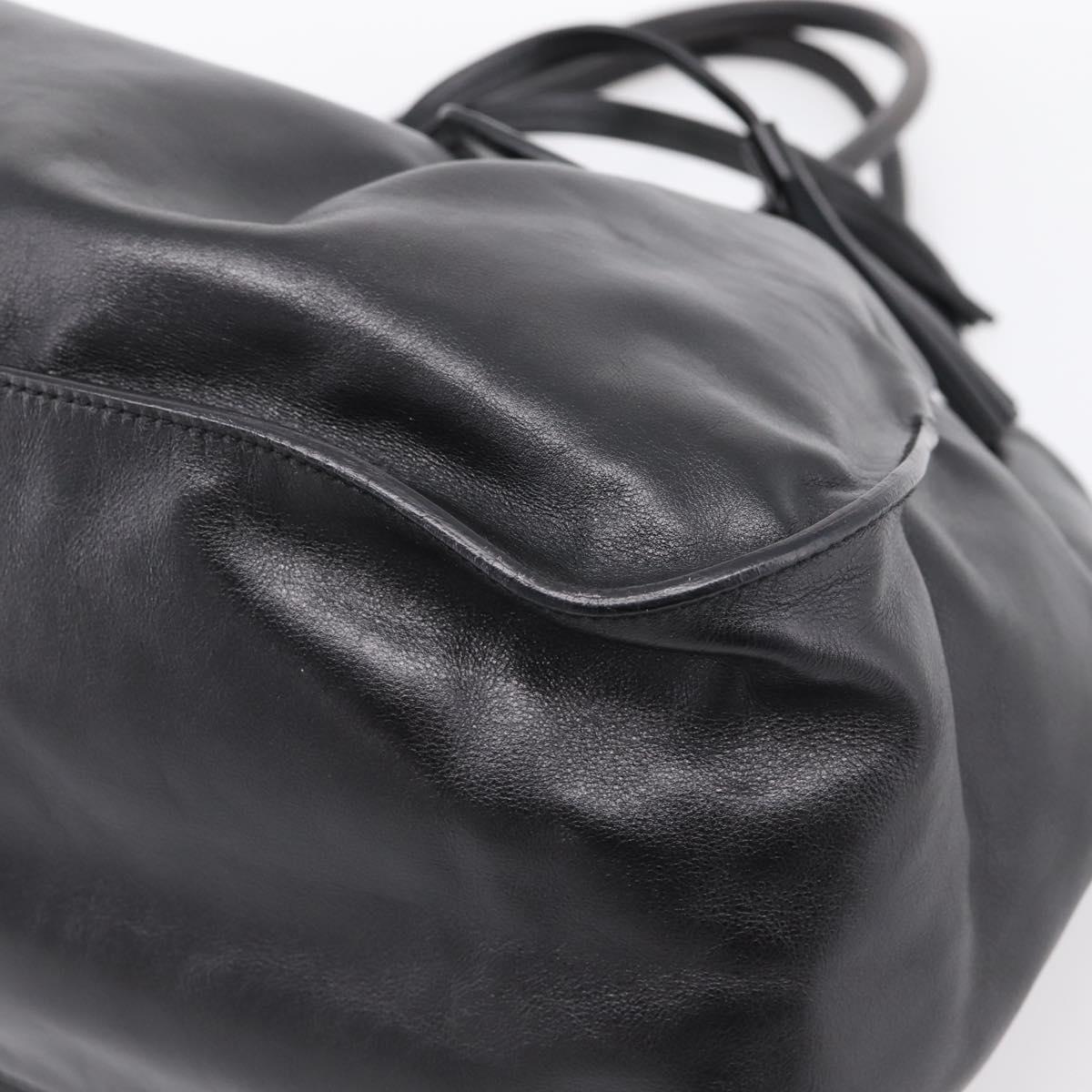 PRADA Tote Bag Leather Black Silver Auth 205973M