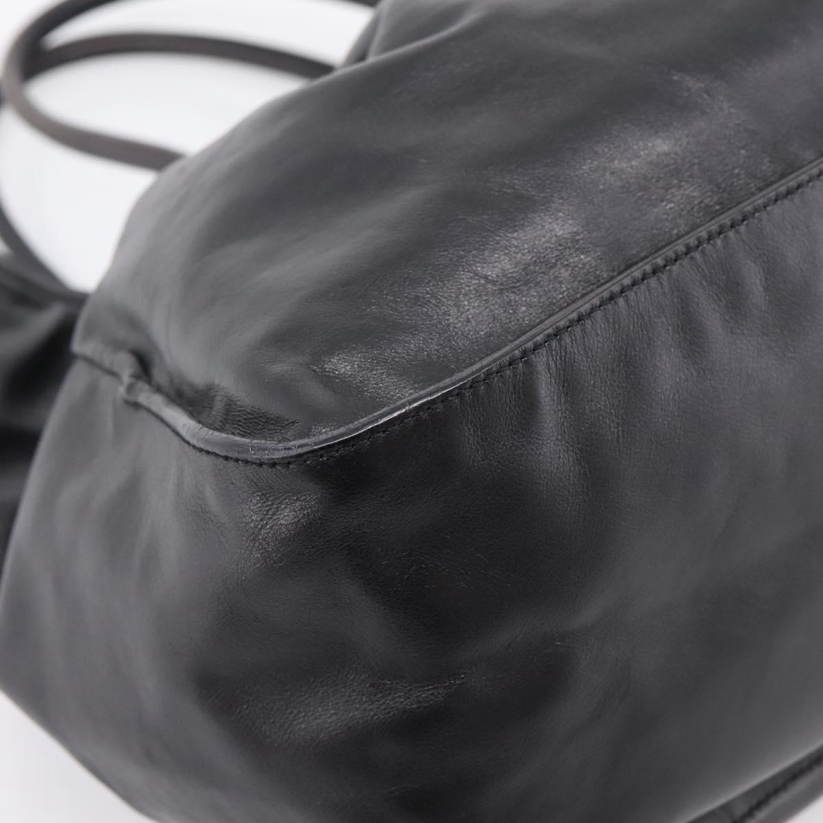 PRADA Tote Bag Leather Black Silver Auth 205973M