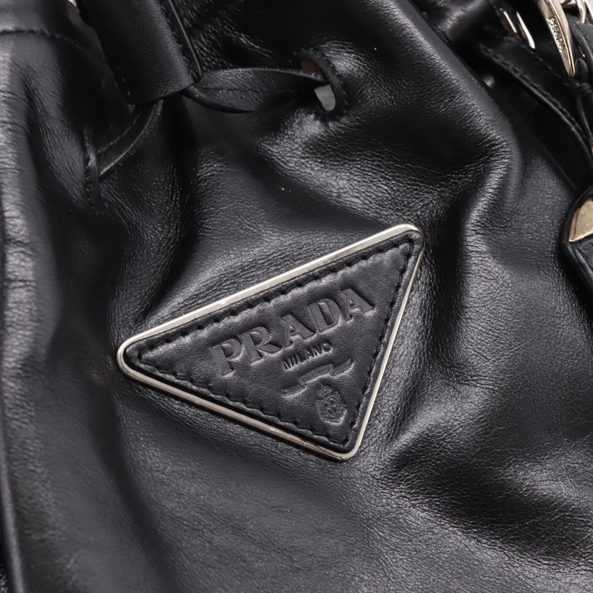 PRADA Tote Bag Leather Black Silver Auth 205973M