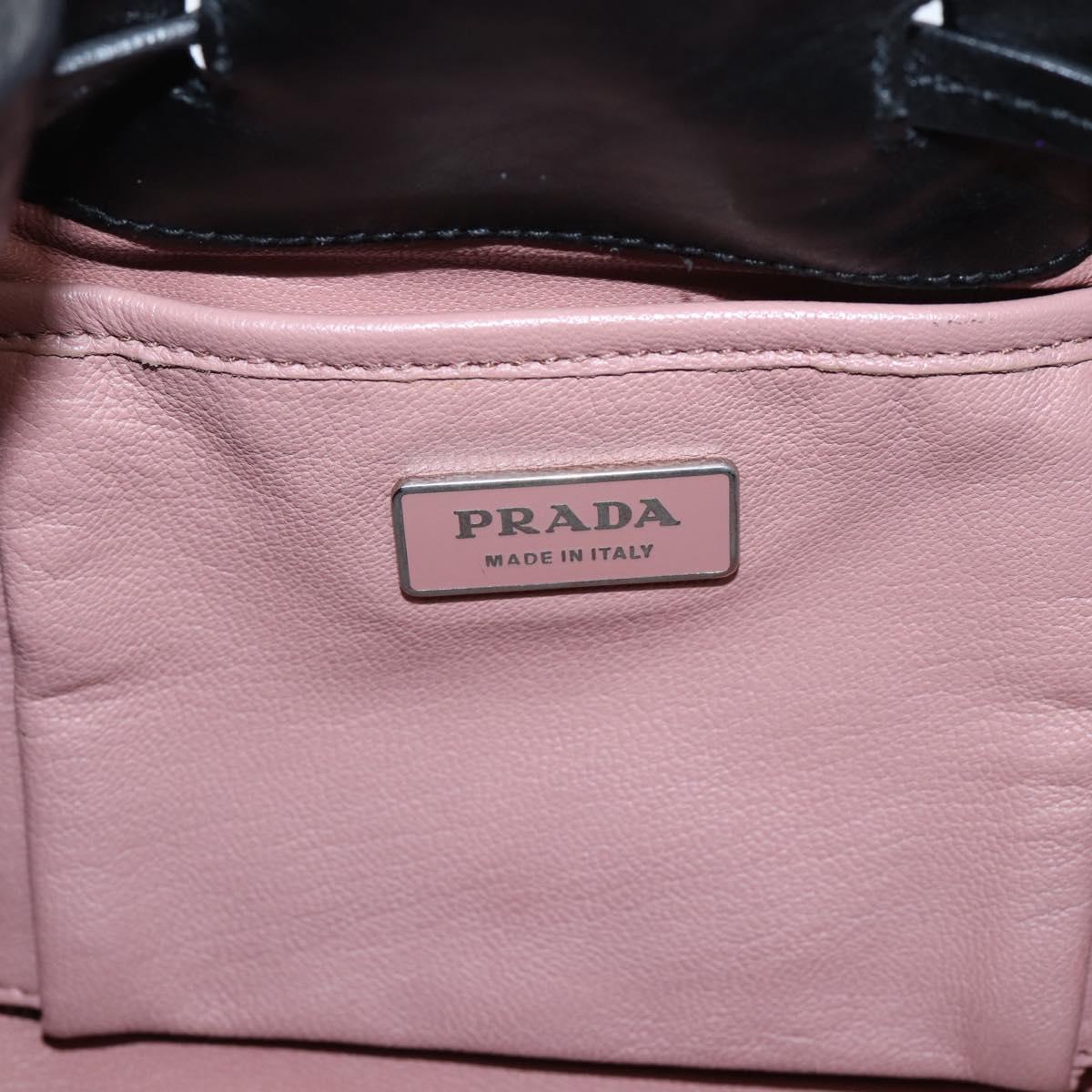 PRADA Tote Bag Leather Black Silver Auth 205973M